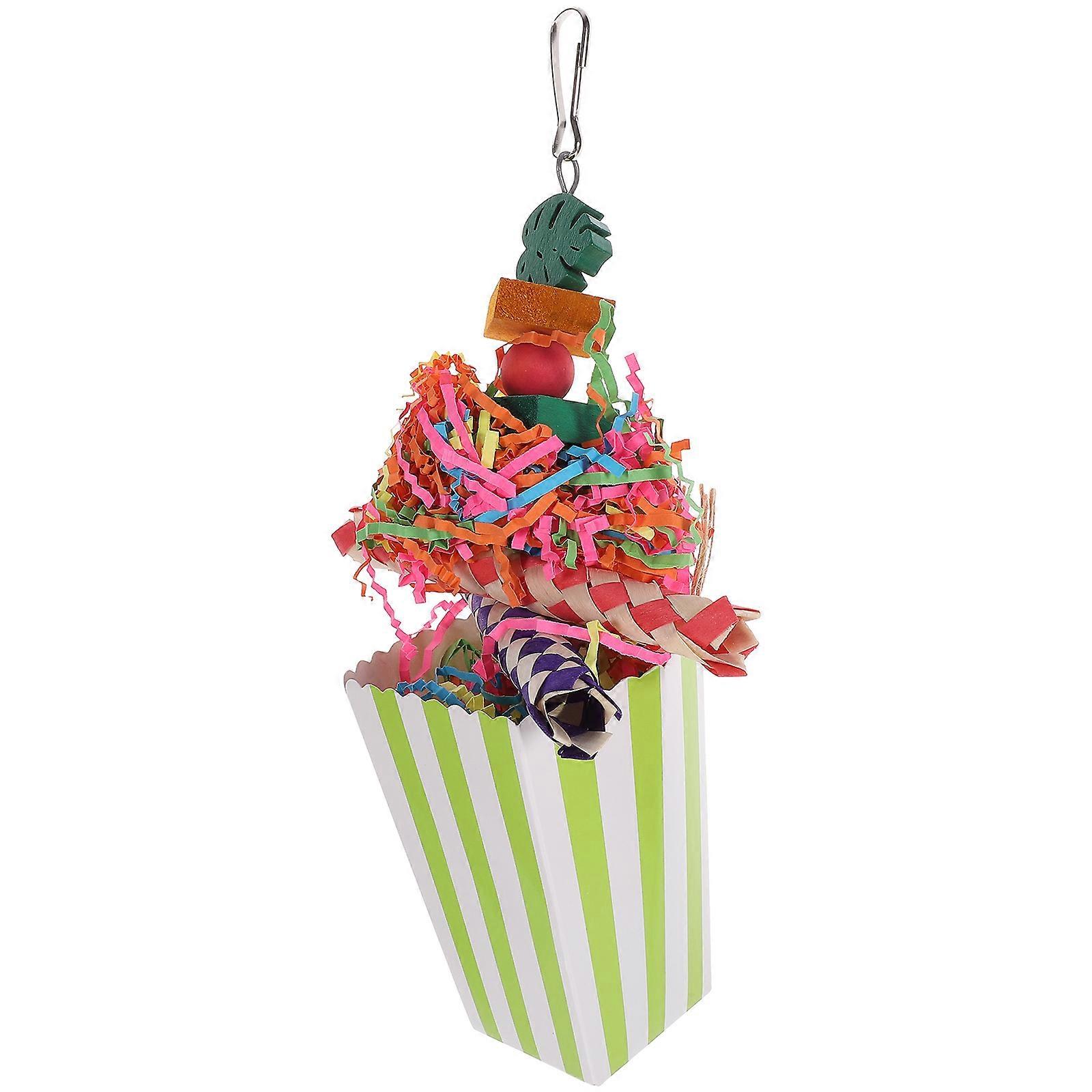 Ice Cream Snack Bucket Wooden Bird Chew Toy for Decoration
