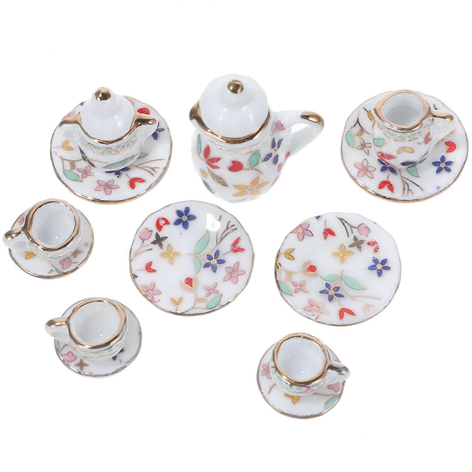 Teapot Shape Miniature Tea Cup Set Home Decoration Ceramic Assorted Color 1 Set