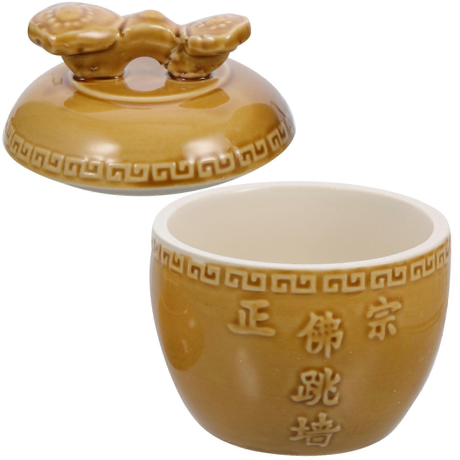 Light Yellow Ceramic Soup Bowl for Slow Stewing Household Use