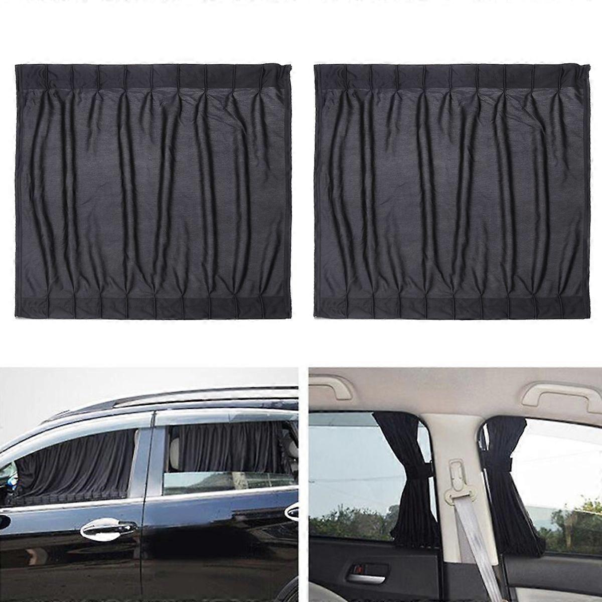 2pcs Car Auto Side Window UV Protection Curtain Car Slidable Window Shield (Black)