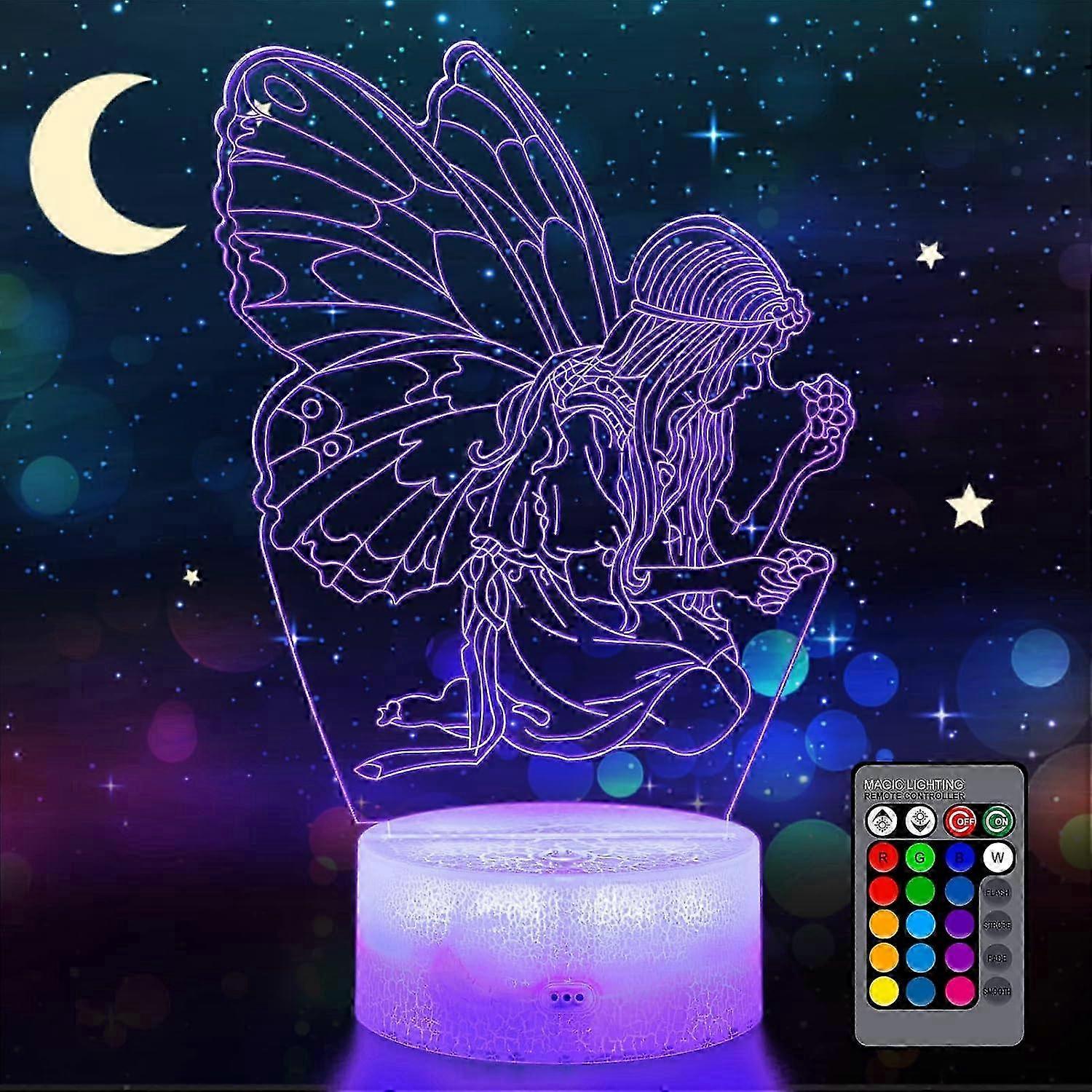 Girl 3D Night Light, 16 Colors, Smart Touch and Remote Control, Dimmable 3D Illusion Lamp