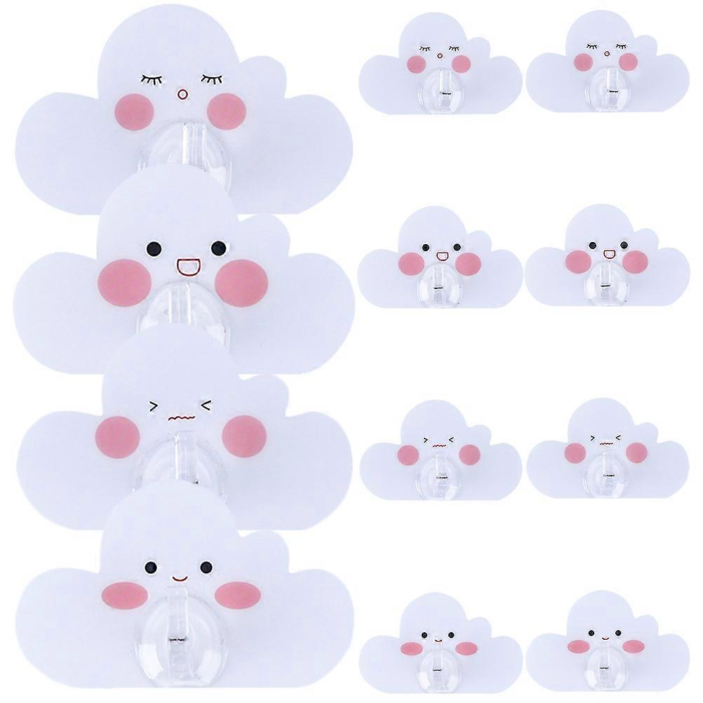 Cloud Shape Wall Hook Adhesive Hook Decor for Hanging 60Pcs White