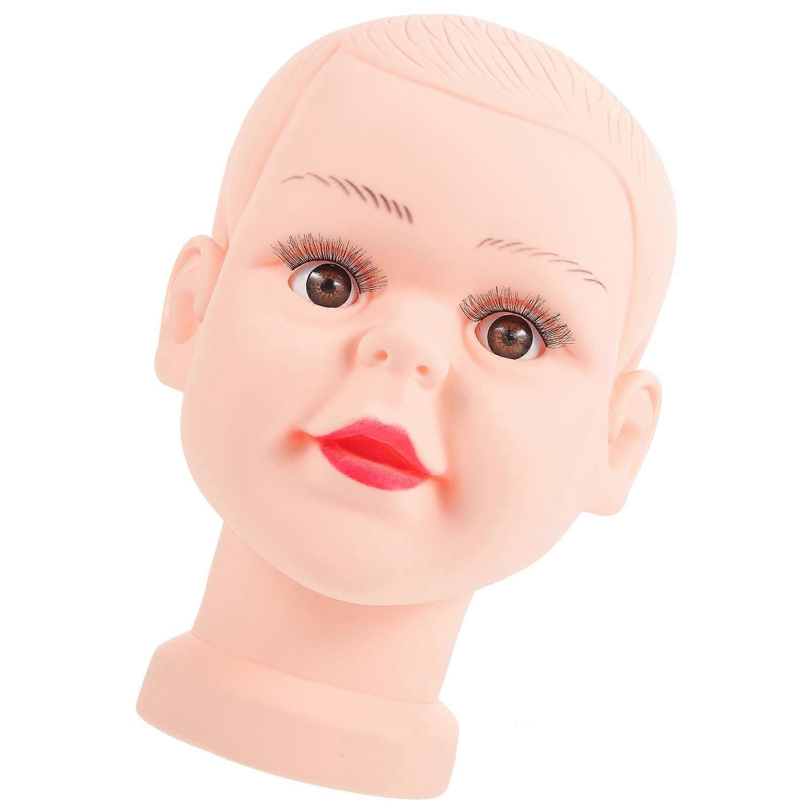 Display Mannequin Head Stand PVC Model for Kids 3Pcs with Holder