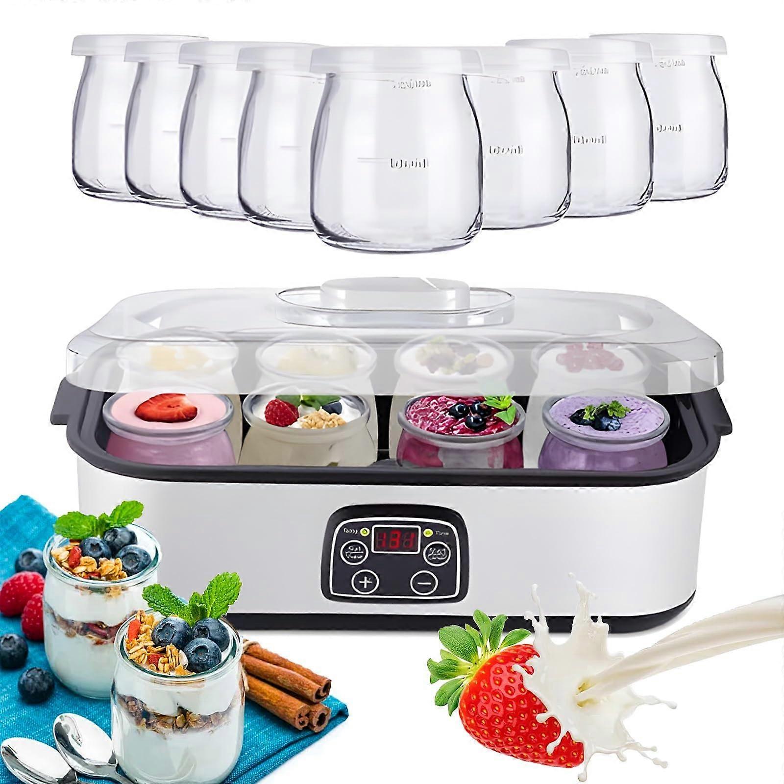 Probiotic Yogurt Maker 1400ML, 8 Jars Electric Yogurt Maker With LED Display, Automatic Temperature And Time Control
