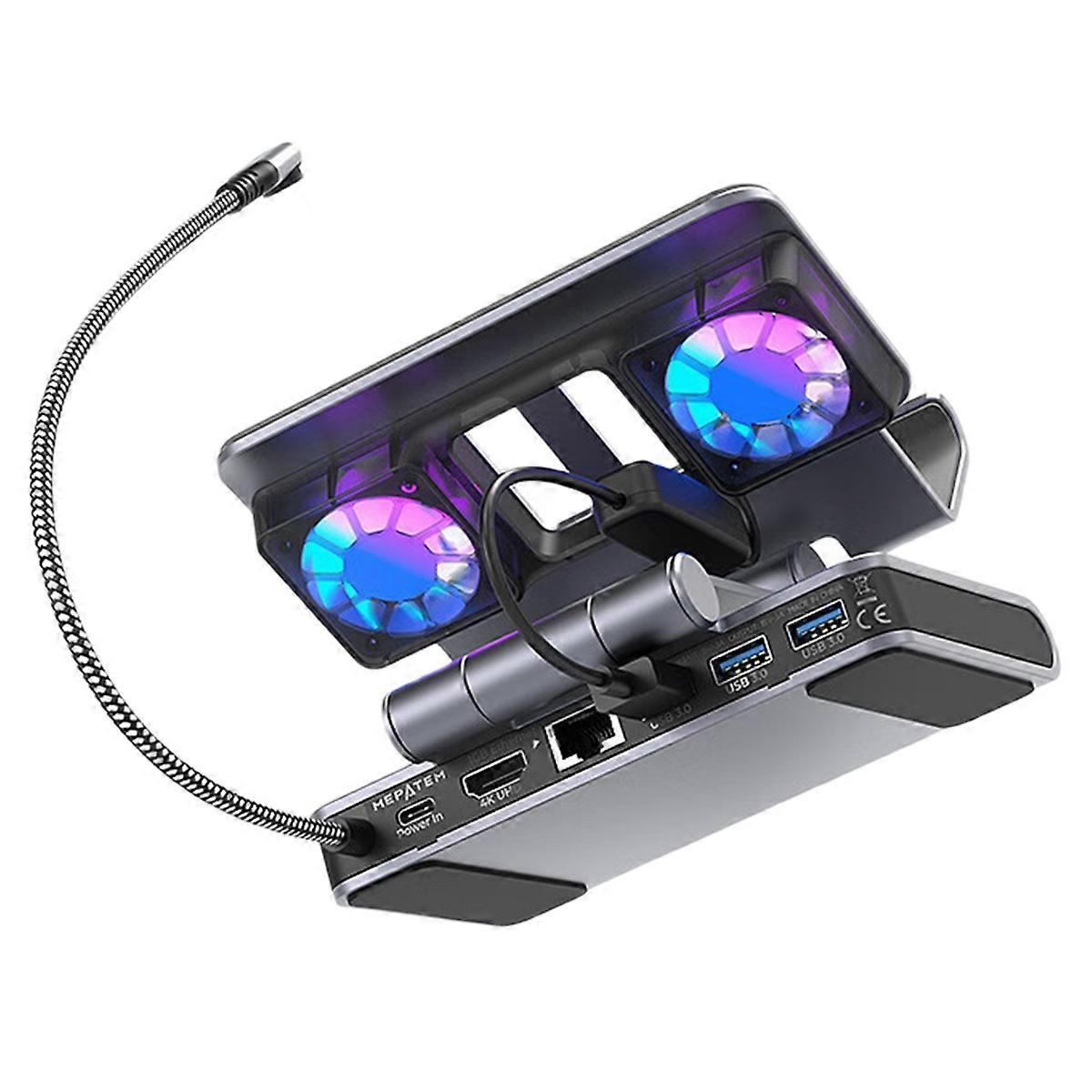 Fans Docking Station 6-in-1 for / Ally X/Legion Go/ Claw Adjustable Stand Dock with 4k