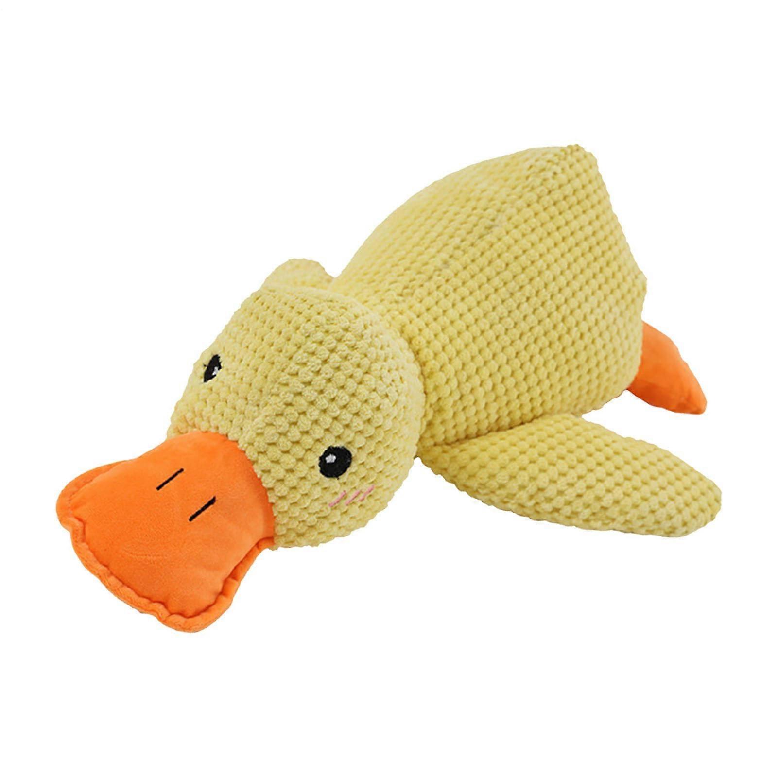 Calming Duck for Dogs Plush Toy with Quacking Sound Puppy Calming Duck Soft Plush Pillow Indoor Yellow Duck Medium Size