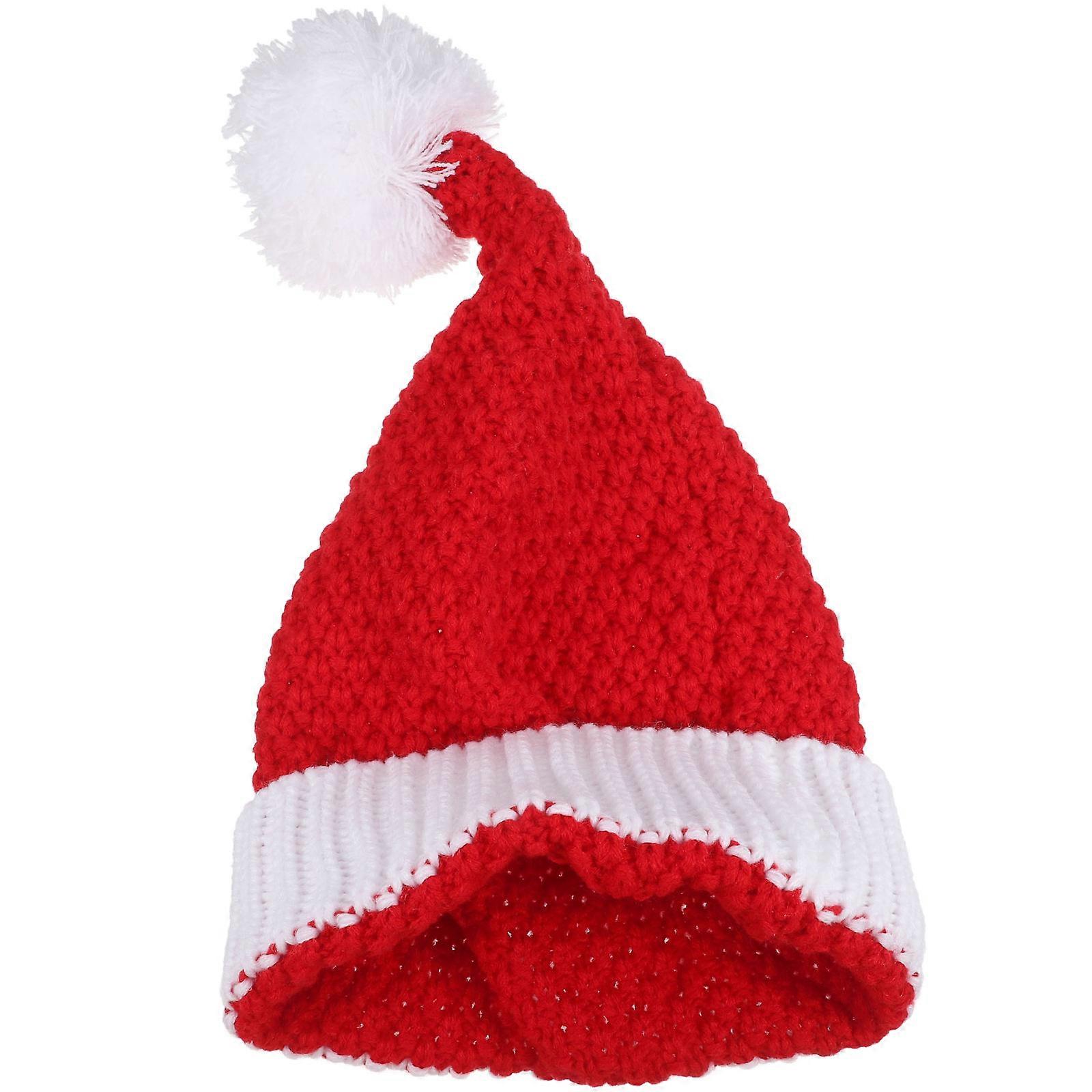 Red Santa Claus Knitted Hat Designed For Adults To Provide Cold Weather Protection In 3Pcs For Winter Occasions