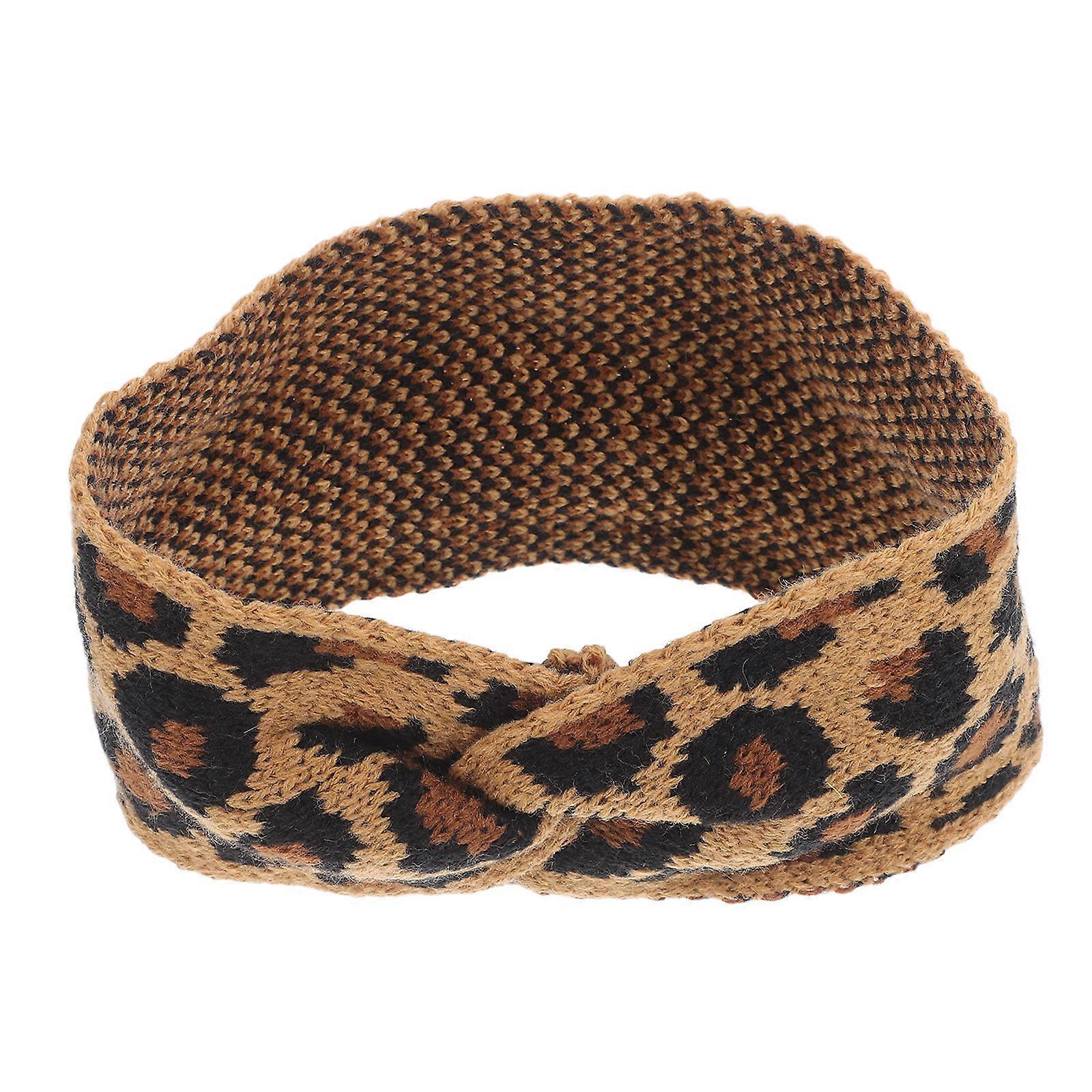 Leopard Pattern Knitting Headband for Wearing 3Pcs Wide Hair Bands
