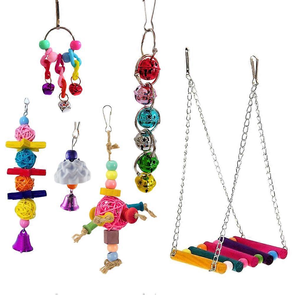 Parrot Toys Set Wooden Pet Toy for Playing 18Pcs with Board and Swing