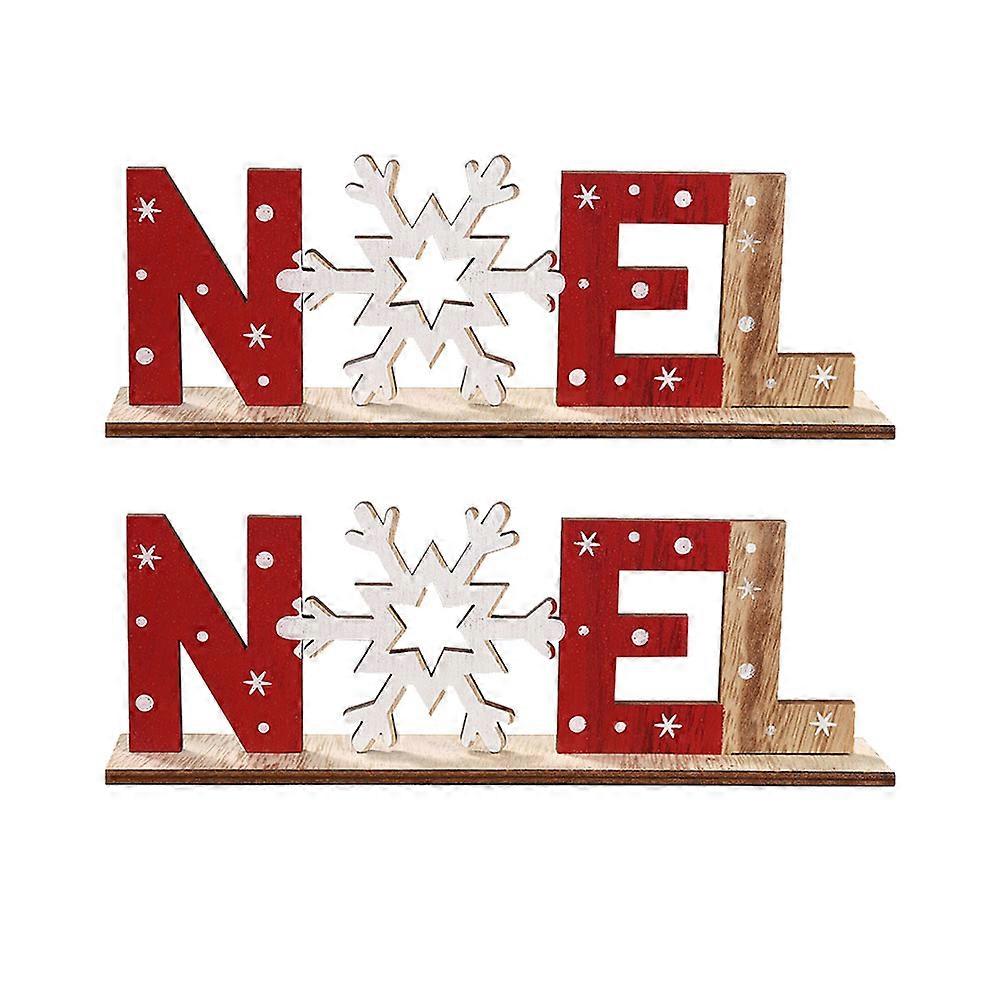 Xmas Party Decoration Wood Noel Sign for Desktop Use 4Pcs Assorted Color