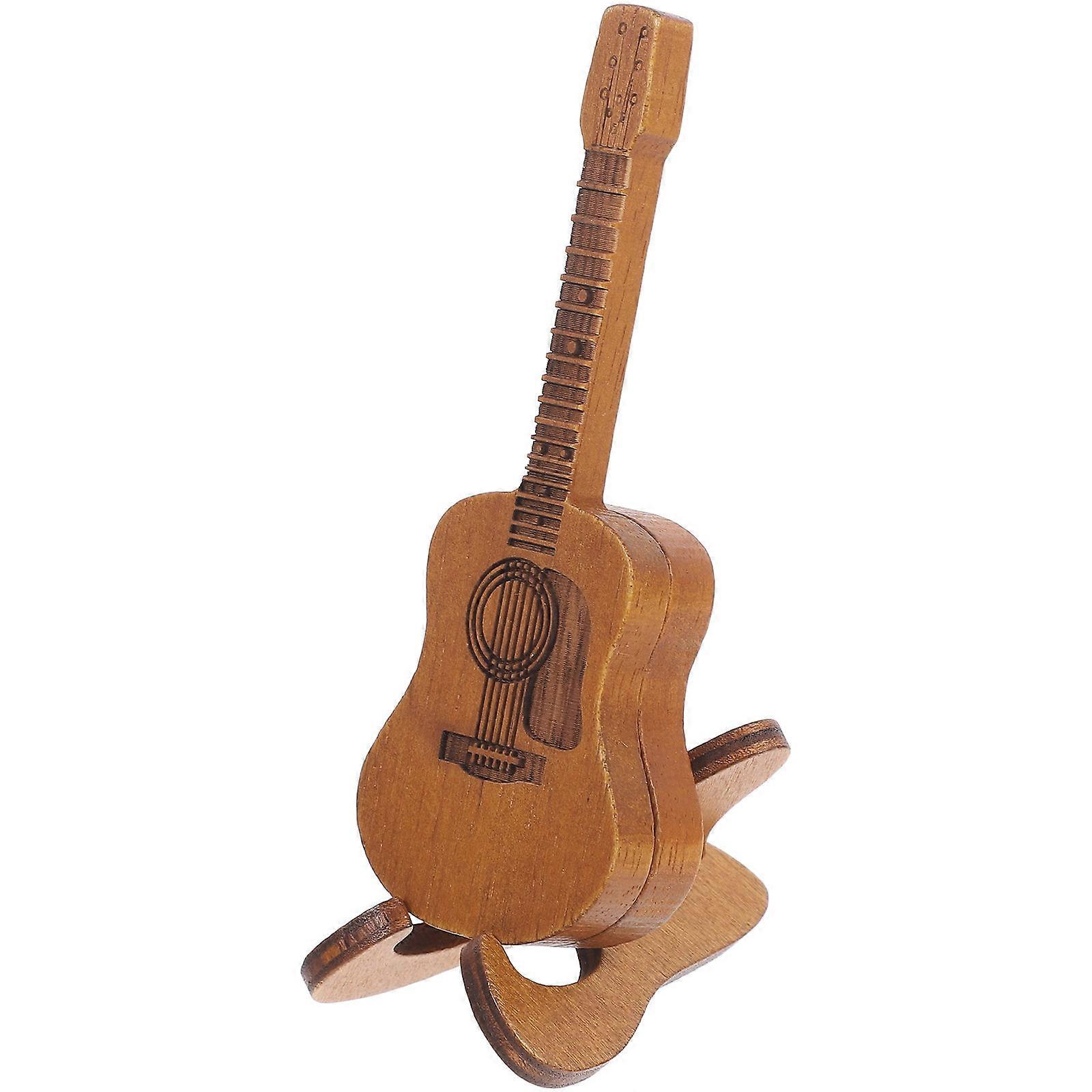 Wooden Guitar Shape Pick Holder Ideal For Guitar Players And Musicians Easy To Carry For Practice And Performance 5 Sets