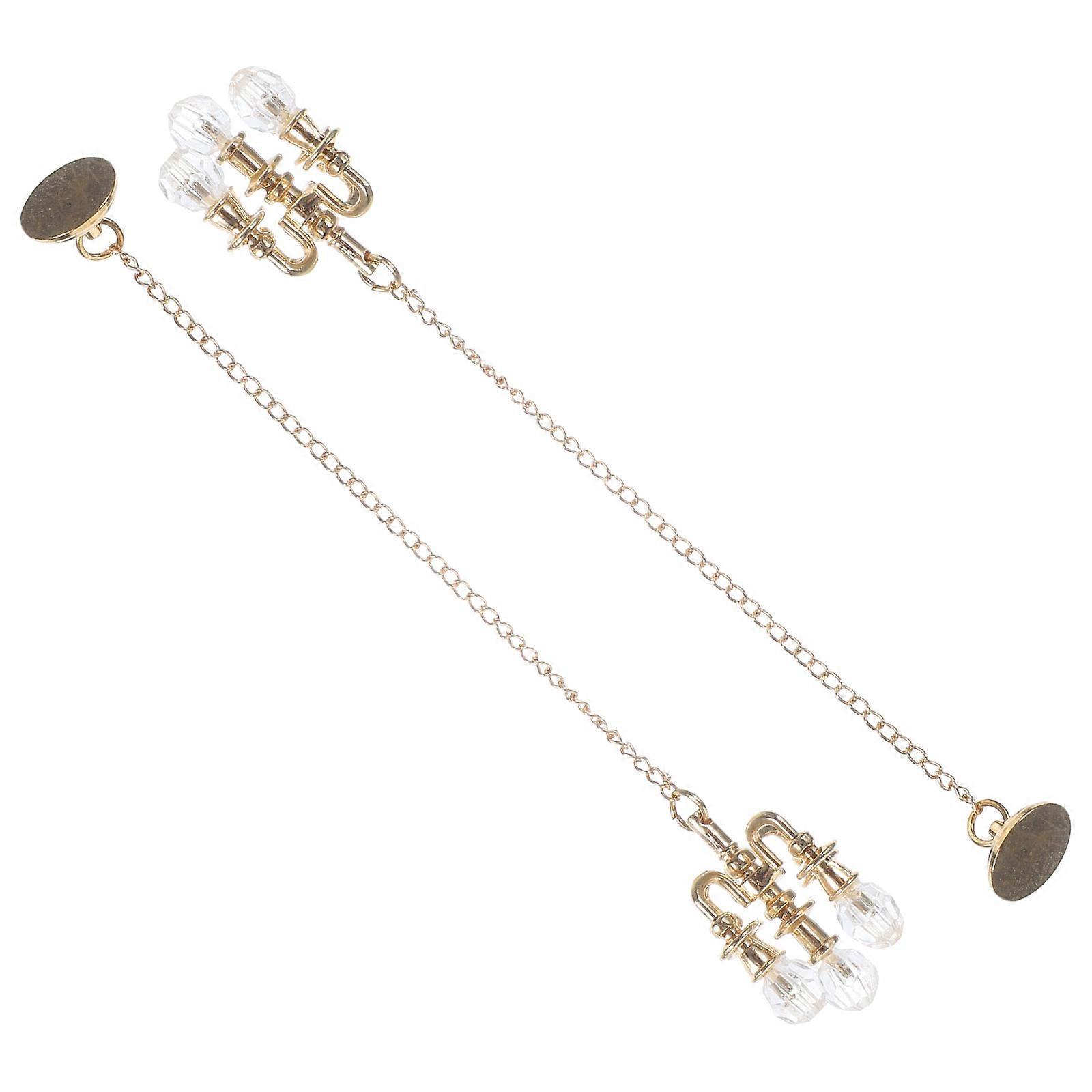 Delicate Mini House Chandelier Props For Photography And Collectors 2Pcs Golden Crystal