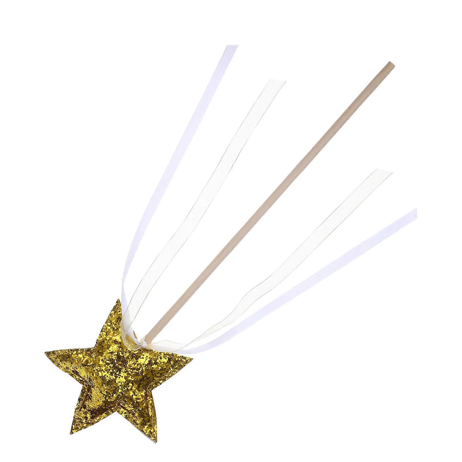Star Fairy Wands for Decor 4Pcs Golden Star Topper Fairy Wand with Ribbon