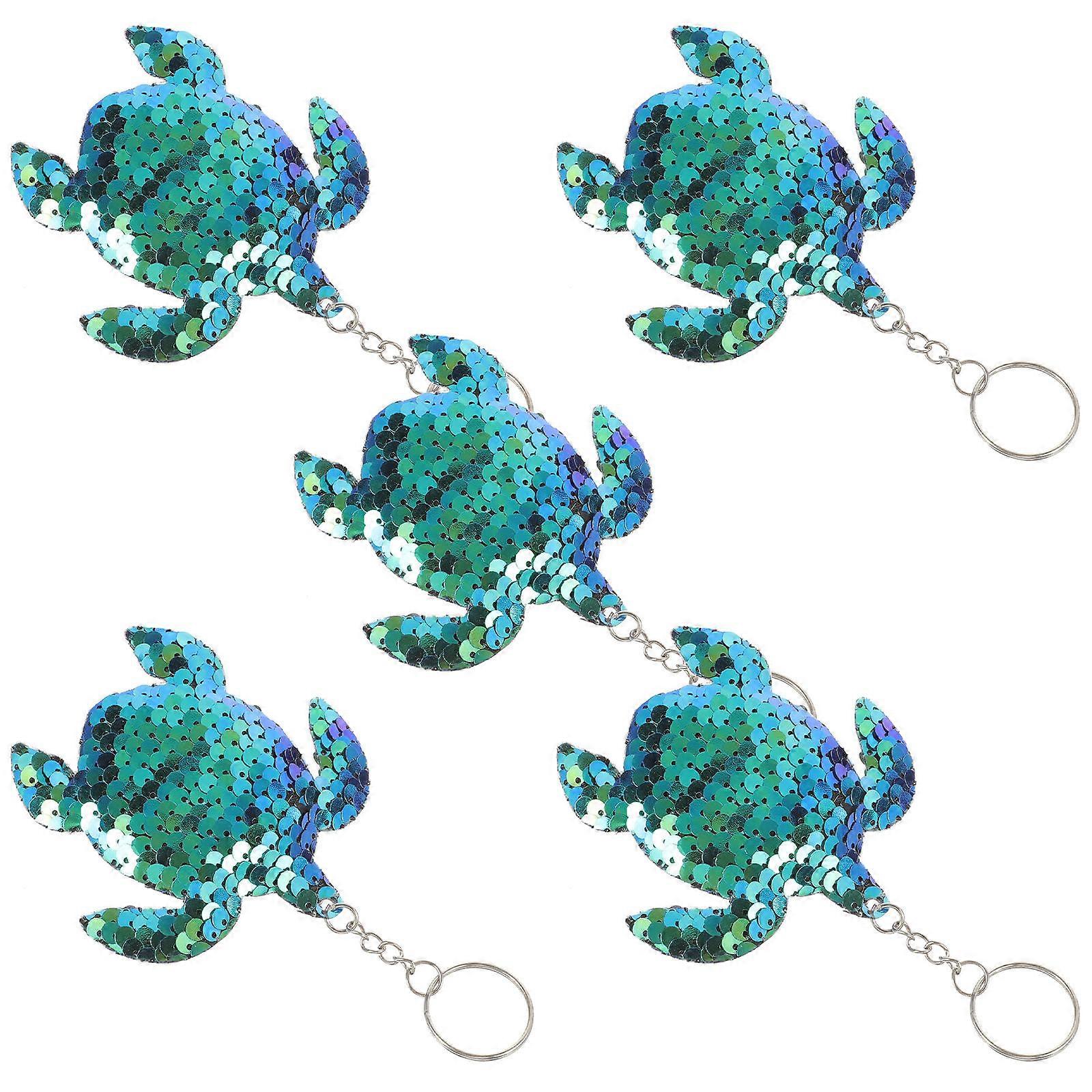 Sequin Keychain Turtle Pendant for Decoration with 10Pcs Green Keyrings