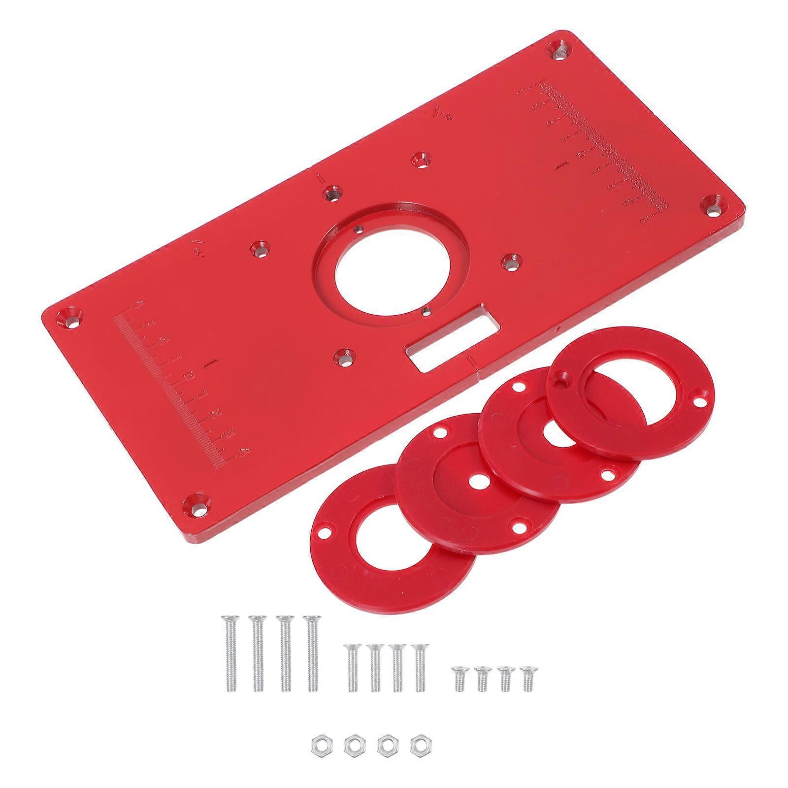 Aluminum Alloy Router Table Insert Plate 1Set Red Precision Insert Ring for Home Use
