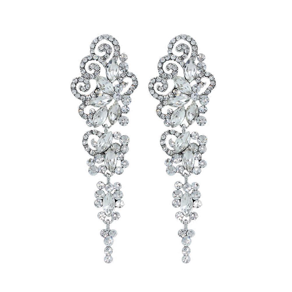 Tassel Earring Silver Rhinestone Earrings for 3Pairs