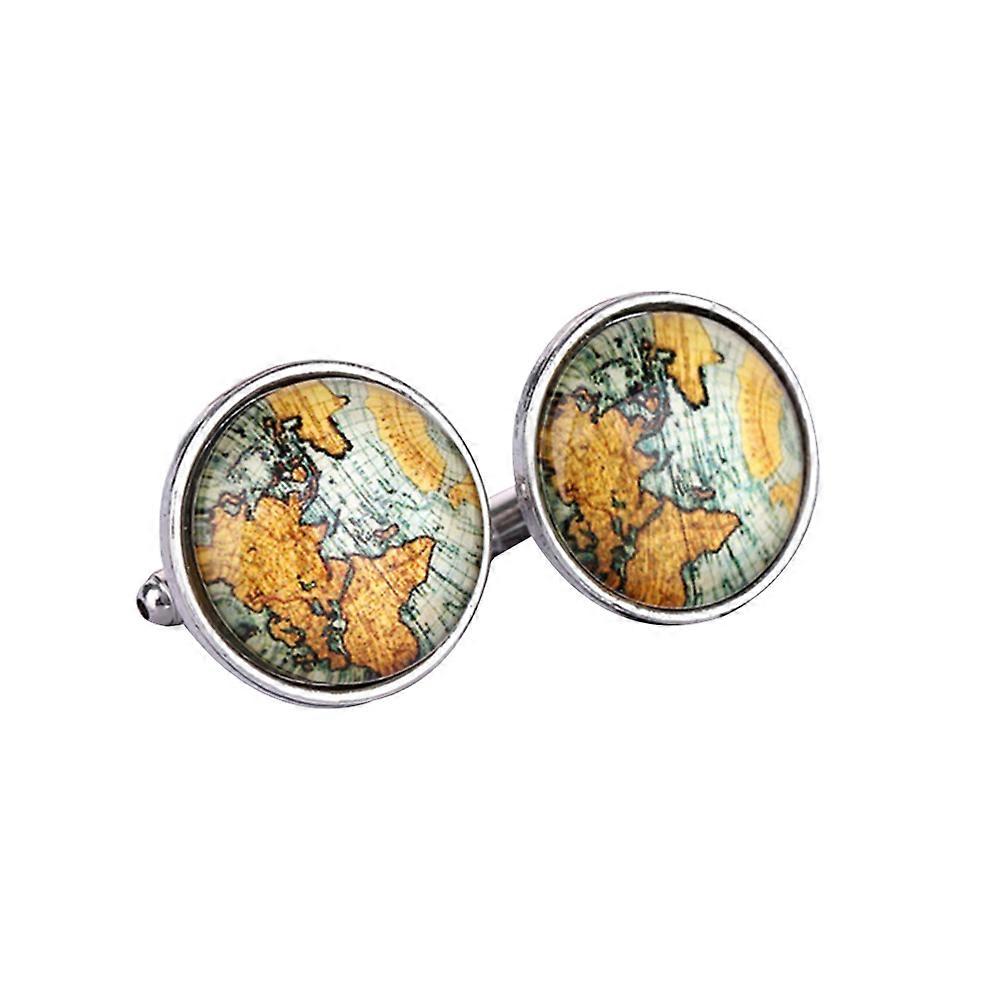 Cufflinks for Men Antique Map Button for 4Pairs Shirt Accessories