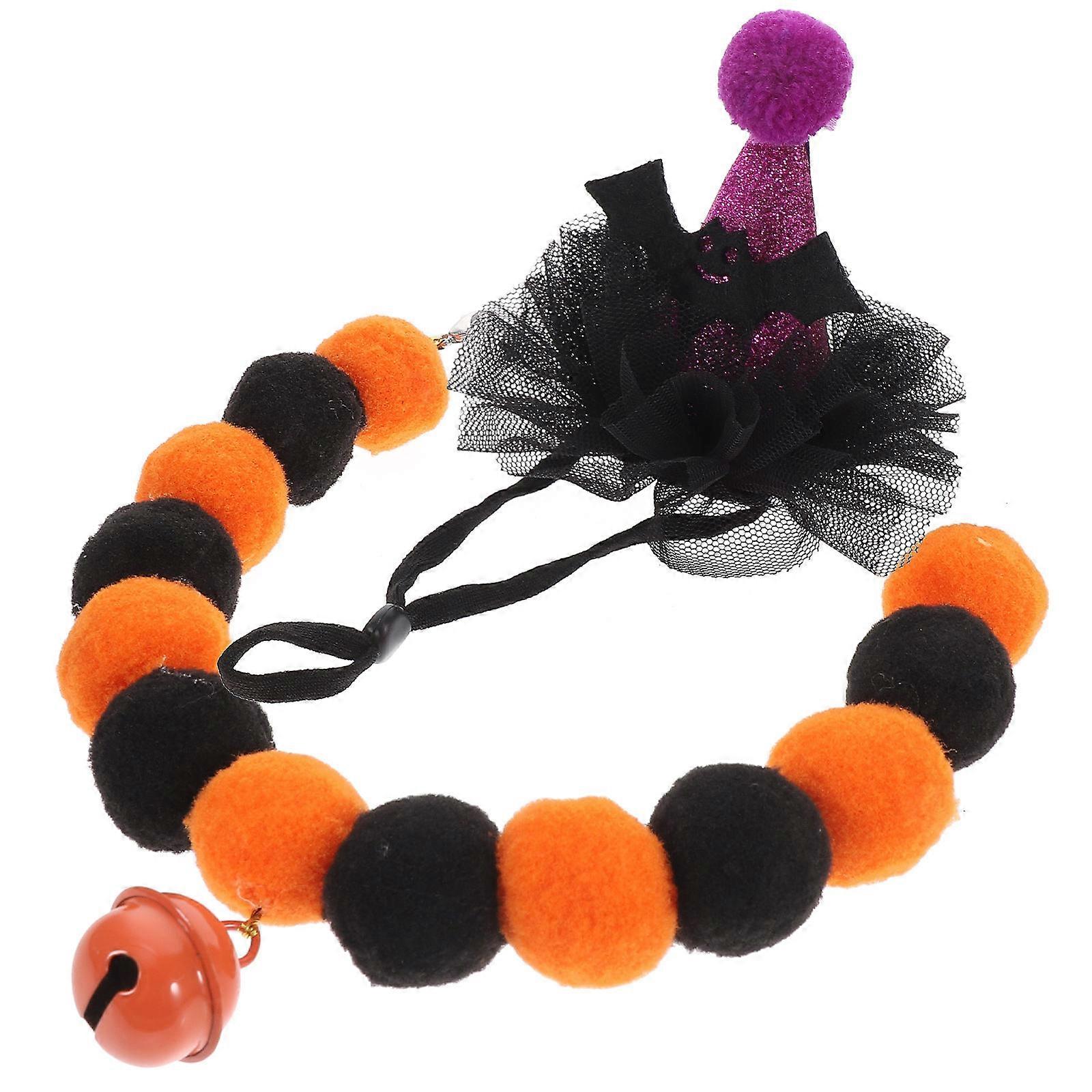 3 Sets Cat Hat And Collar For Pets With Bell Halloween Elements Ideal For Halloween Party Attire