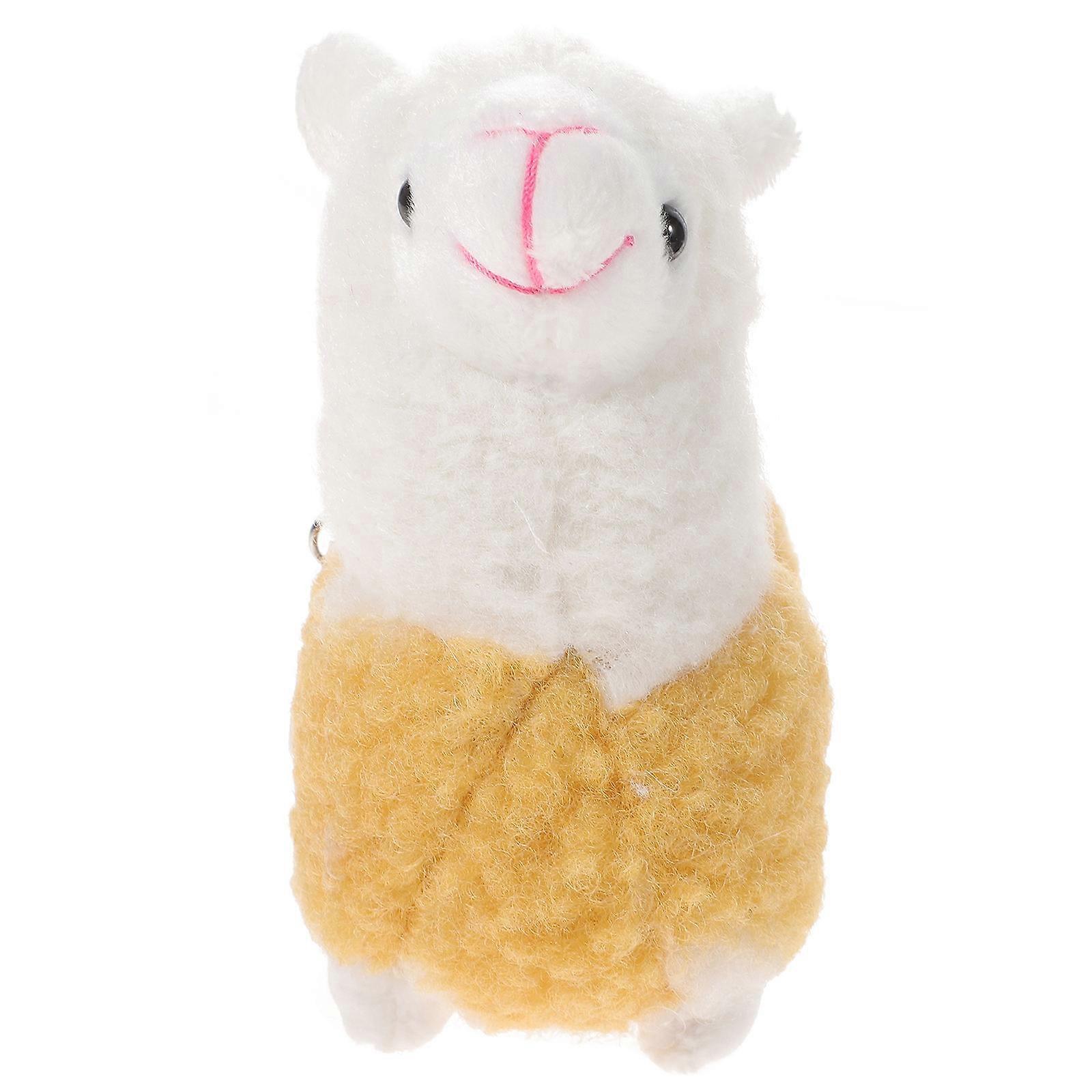 Decorative Yellow Plush Alpaca Key Chain Pendant for Bag Hanging 4Pcs
