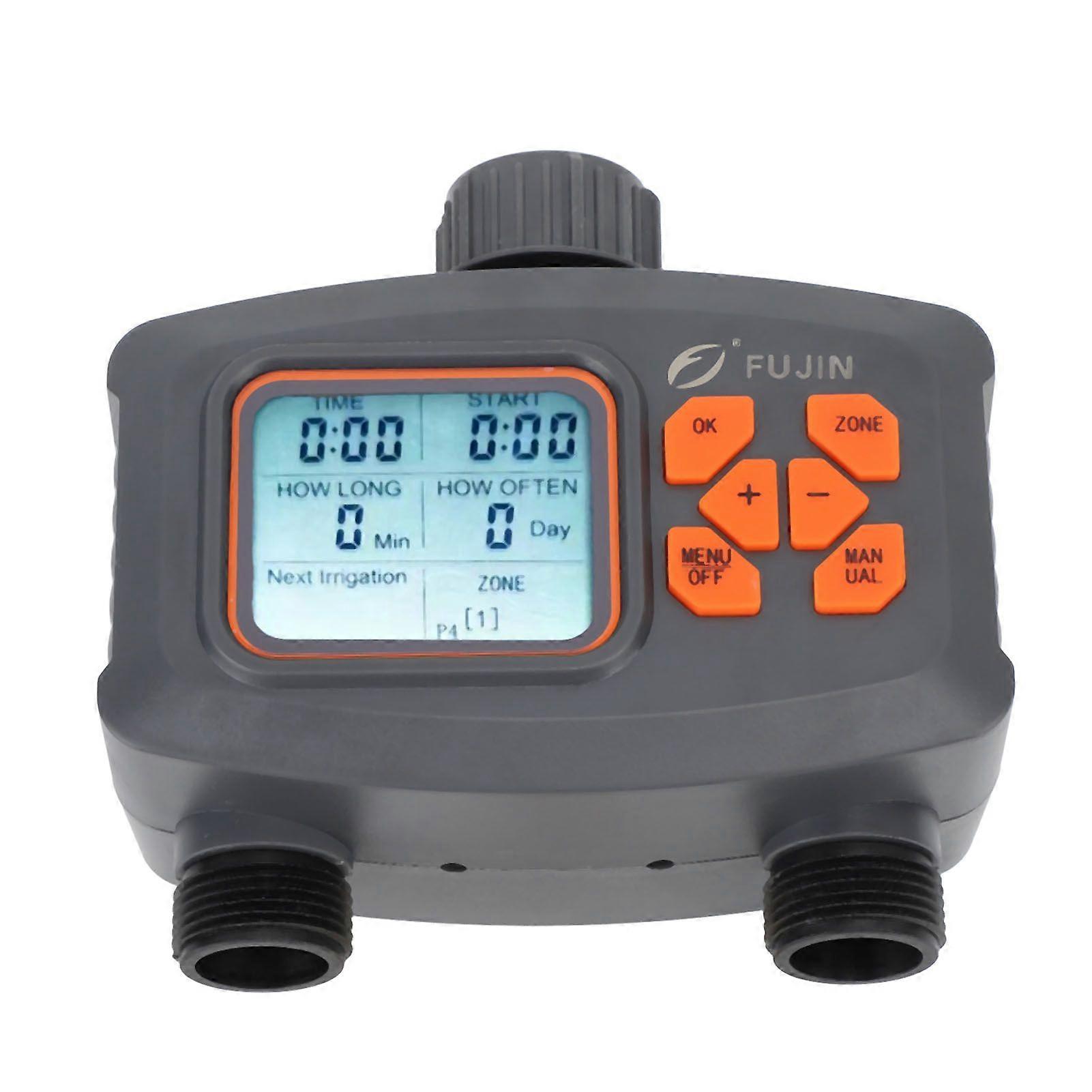 2 Outlet Hose Watering Timer 2 Zone Sprinkler Timer Automatic Irrigation Controller with G3/4 Male to G1/2 Female Adapter