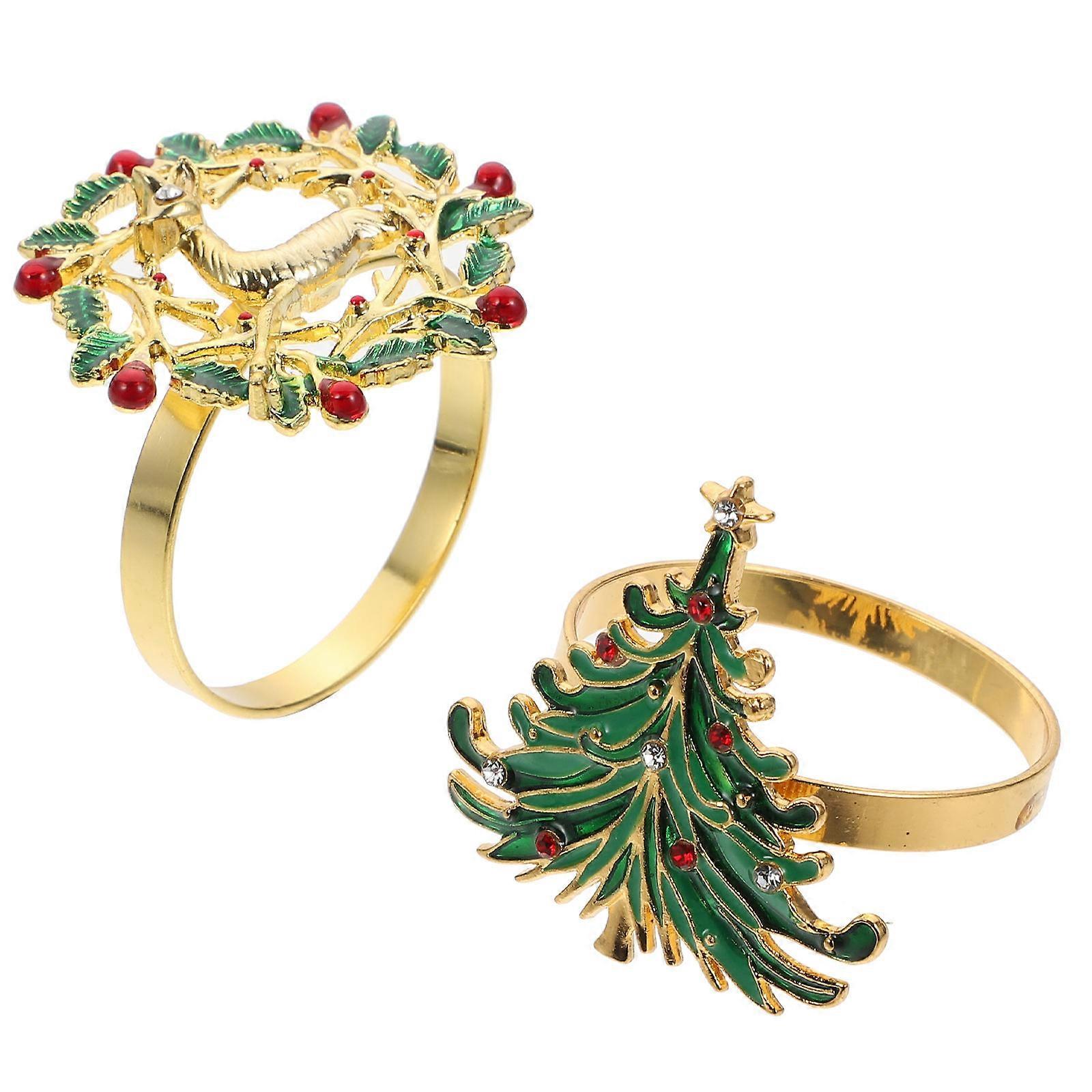 Assorted Color Christmas Napkin Buckles for Decor 14Pcs Creative Set