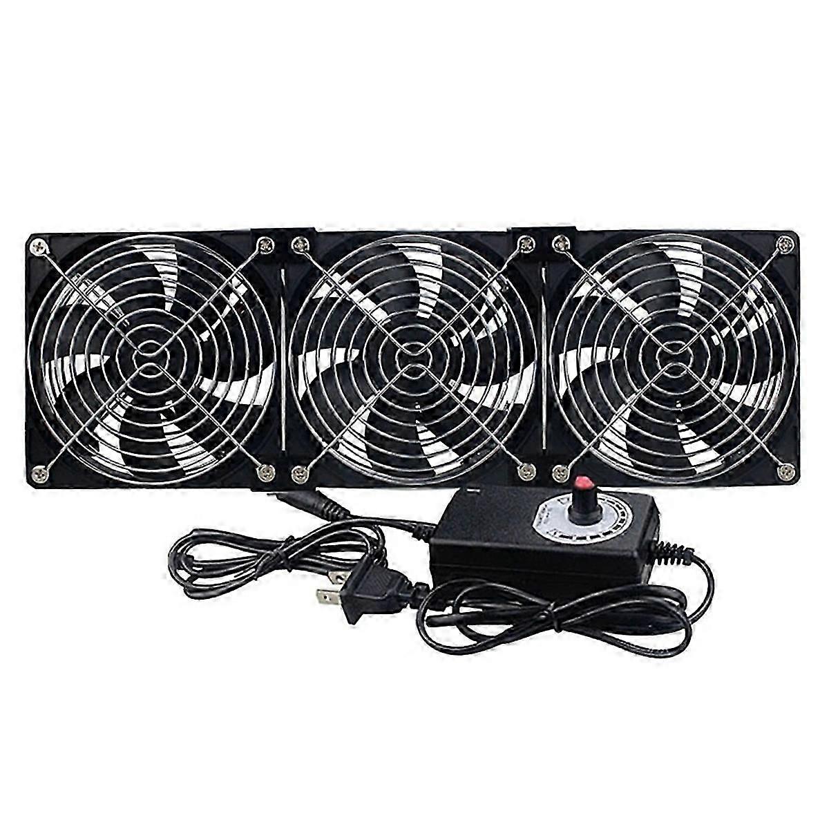 3x120mm Computer Fan with AC 100V-240V Speed Controller for Cabinet Cooling Server Workstation Cool