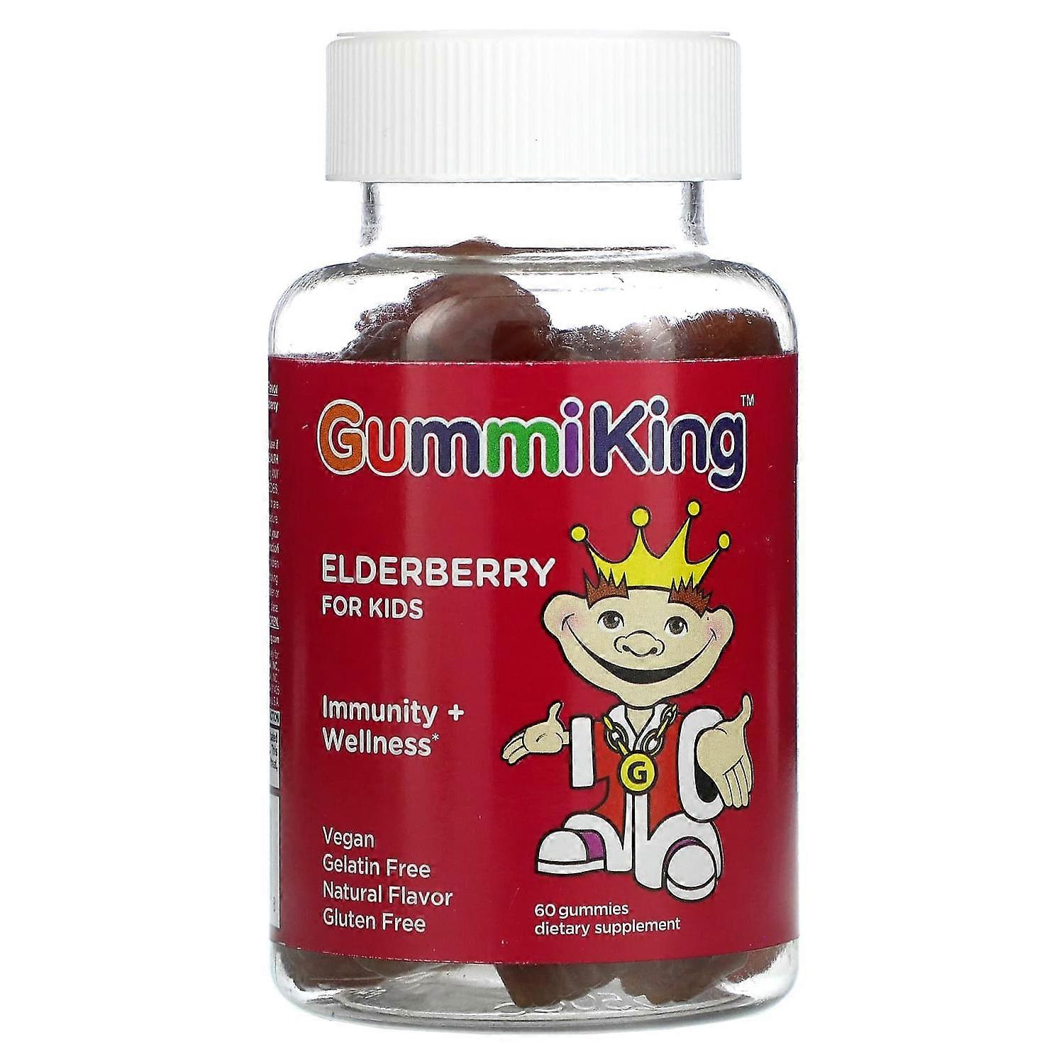 GummiKing, Elderberry for Kids, Immunity + Wellness, Raspberry, 60 Gummies