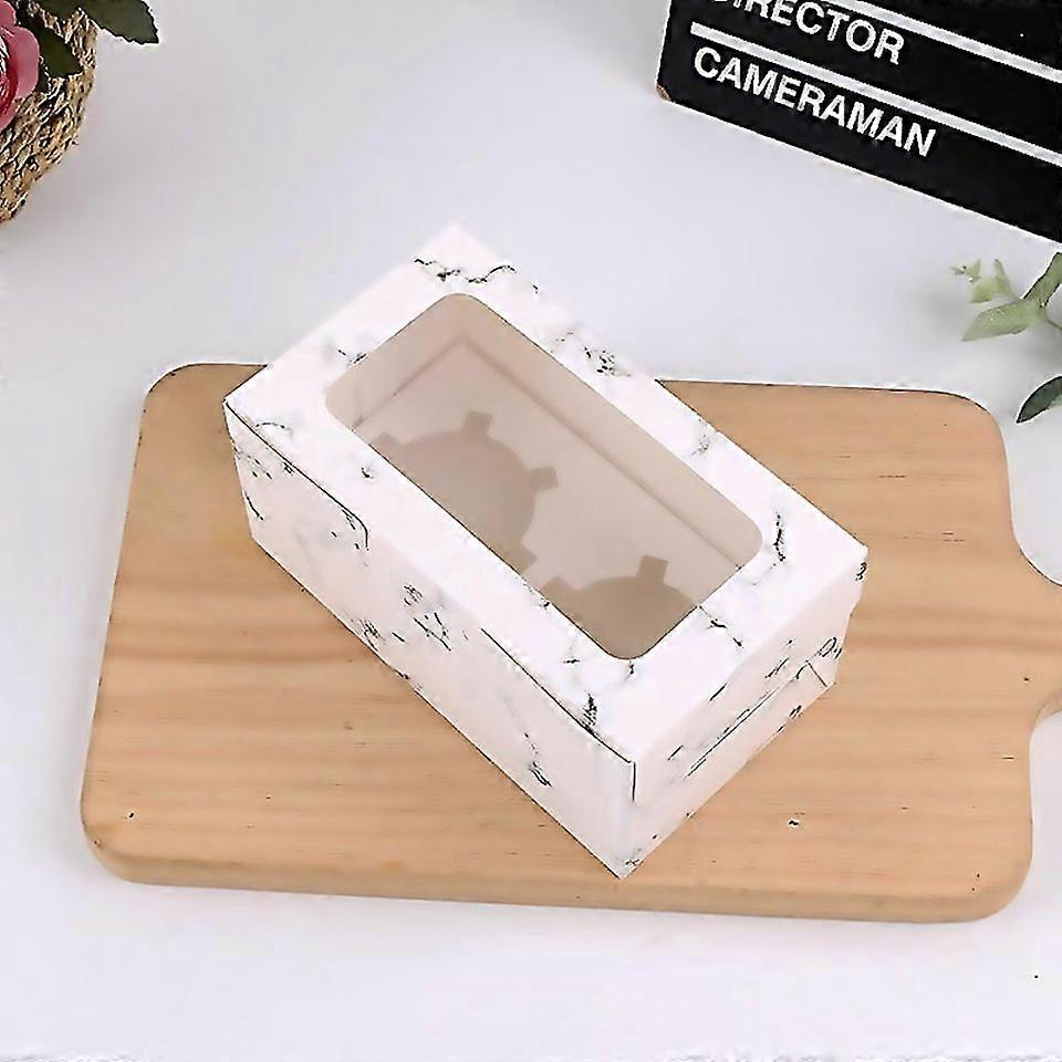 For 25 Pcs Window Cupcake Packaging Box Muffin Cake Box With Inner Support Specification 2 In One Ma