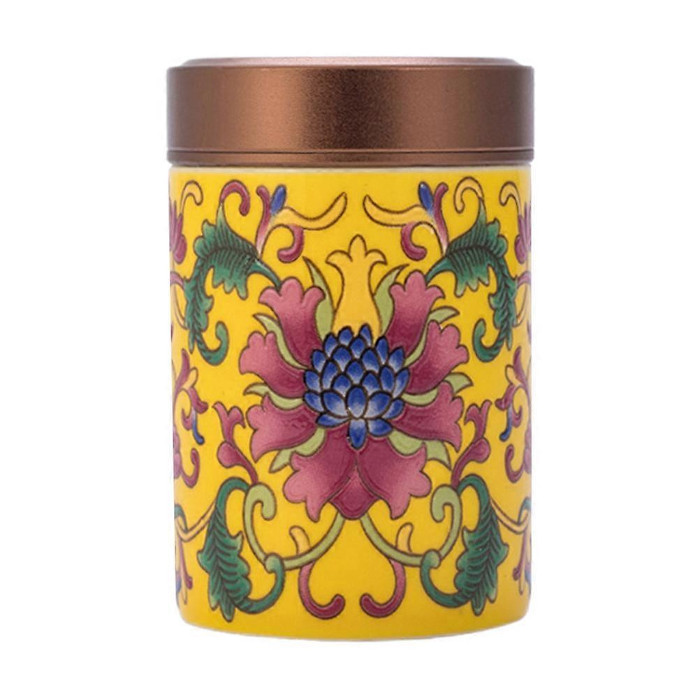 Ceramic Tea Canister for Storage 2Pcs Yellow Tea Storage Jar