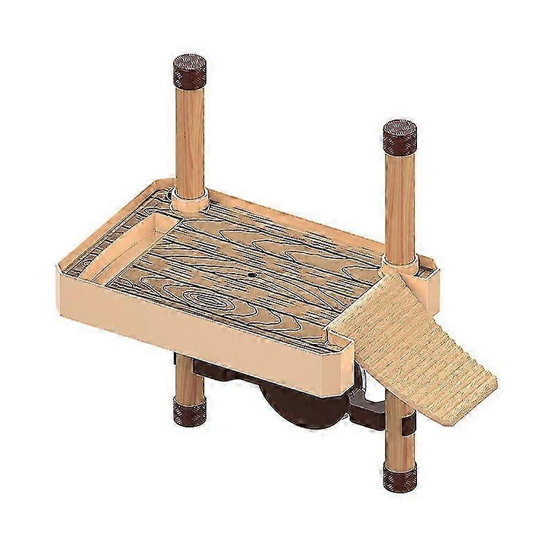 2025 Turtle drying platform, automatic floating turtle dock with ramp, semi-aquatic aquarium decoration, small (1 piece, wood color)