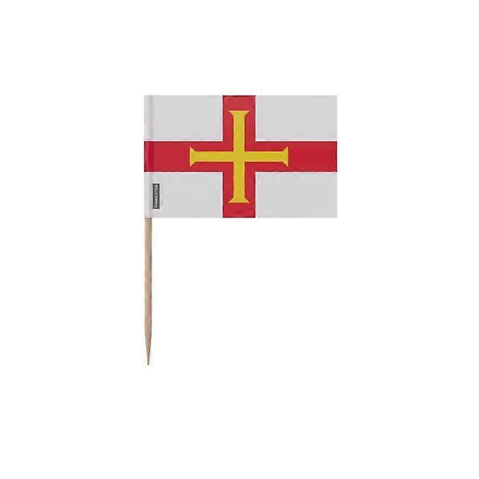 Guernsey Flag Toothpicks - 6.5 cm - 100 pieces - Adhesive plastic - Bamboo stick - Pixelforma