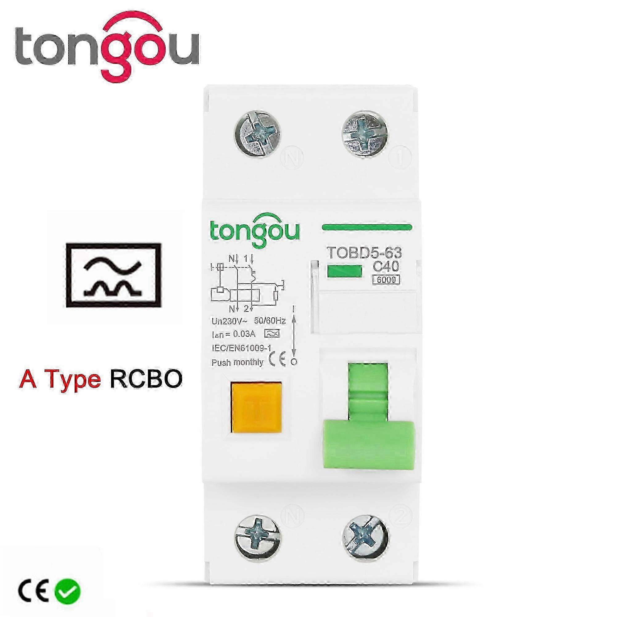 Type A RCBO 6KA 1P+N 16A 25A 32A 40A Electromechanical Residual Current Circuit Breaker With Over Current and Leakage Protection