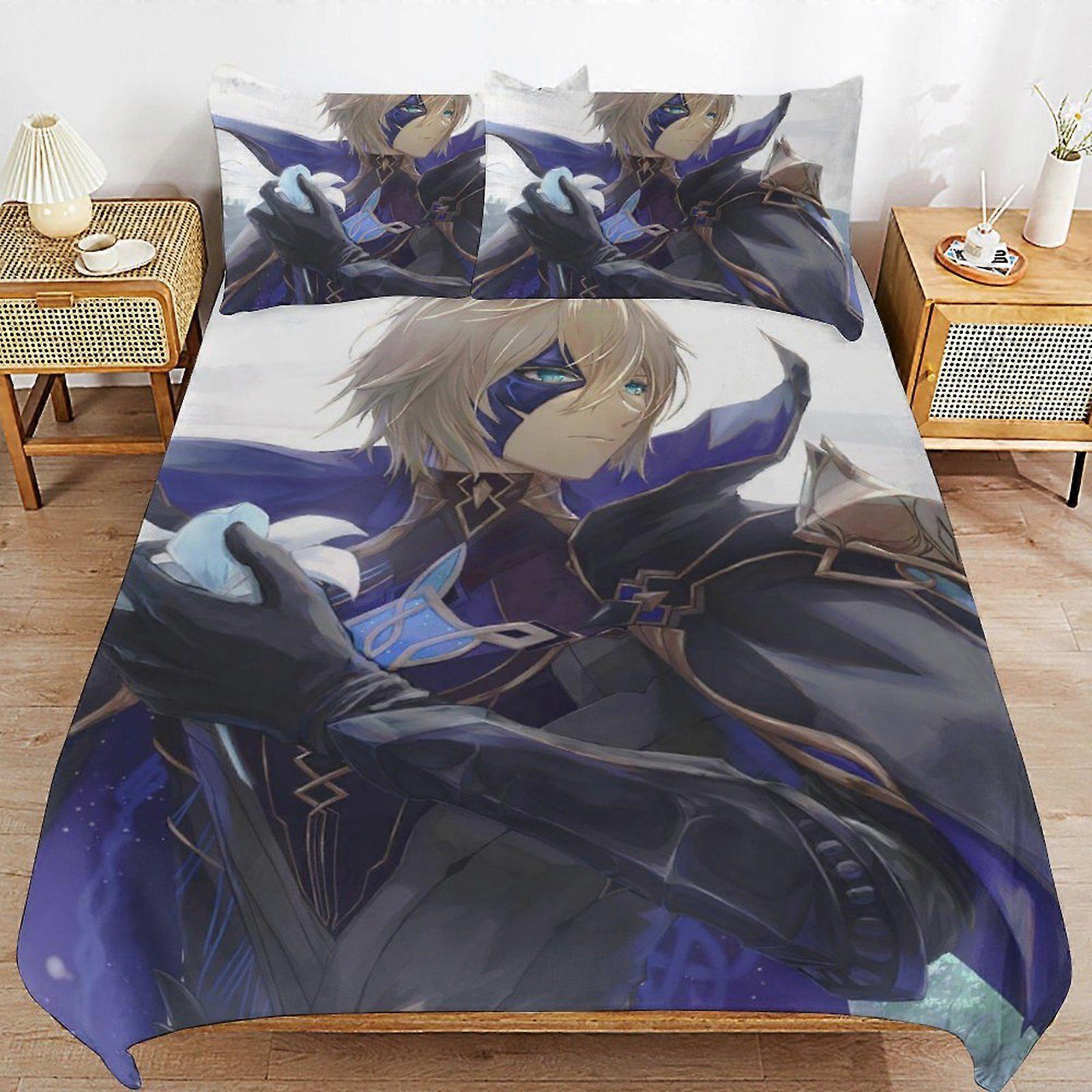 A80 GENSHIN IMPACT Everyday Sleep Fit Quality Closure Smooth Surface Texture Duvet Cover Sets Family Use N80