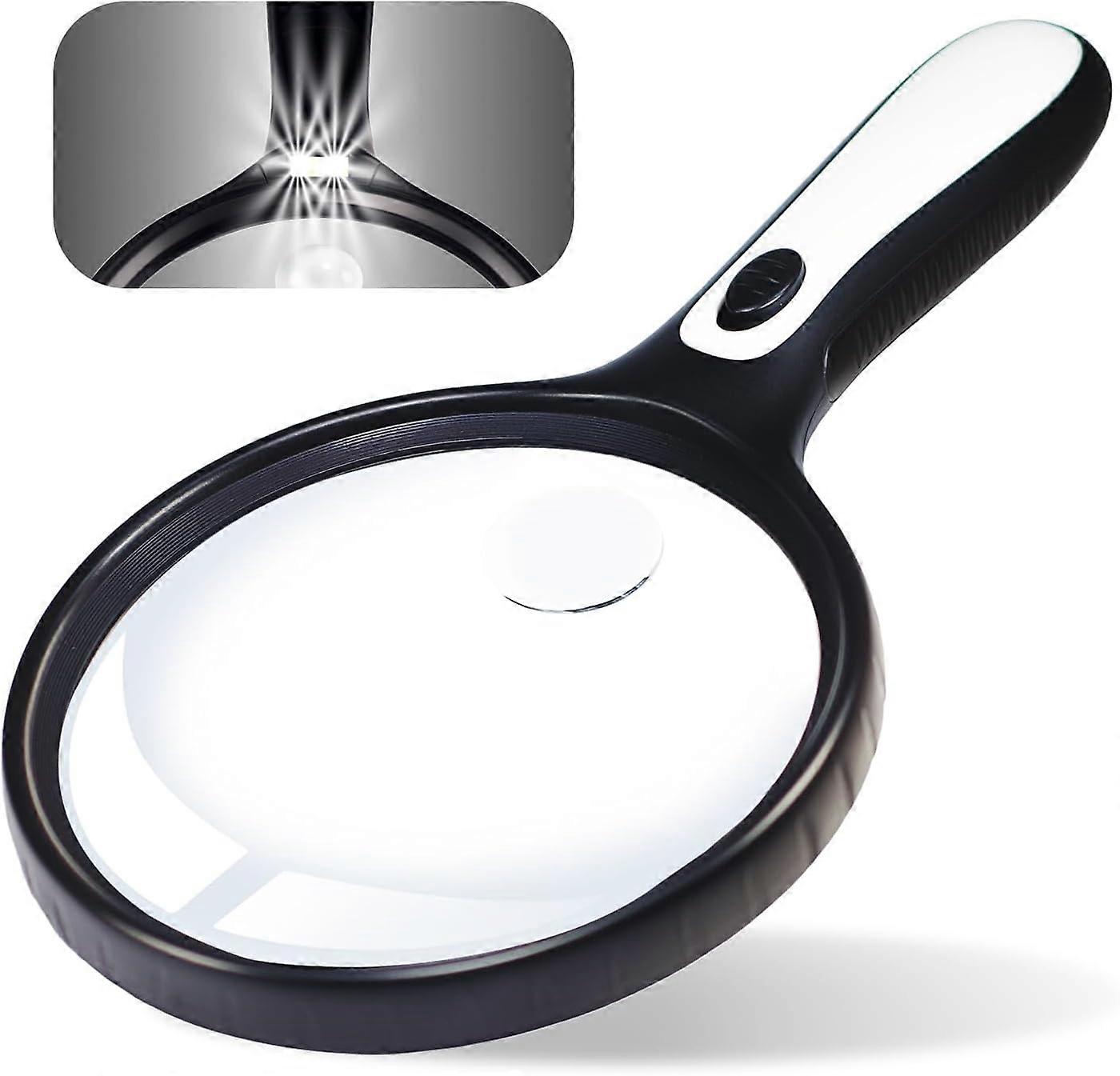 145Mm  Magnifying Glass  Up To 30X With 4 Led Lights For Reading, Crafts In Low Light (Batteries Not