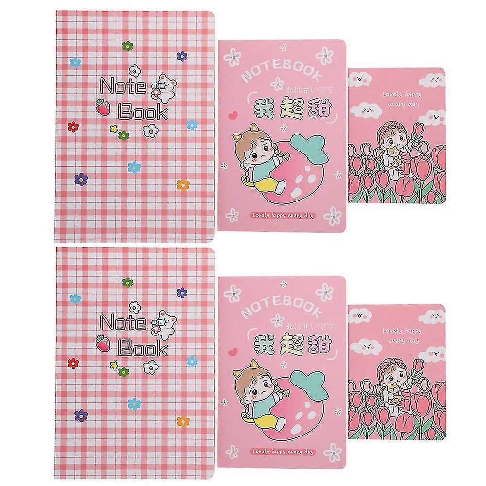 2Sets Cute Notebook Lizi Girl Pattern Stitching Binding Large Middle Small Notepad School Stationery