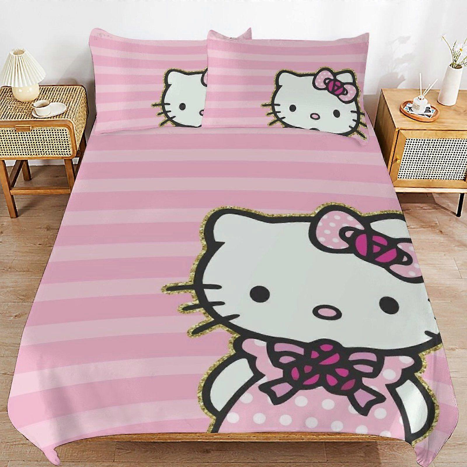 u657 Hello Kitty Breathable Soft Surface Comfortable Texture Hotel Style Duvet Cover Sets with Zipper Closure n657