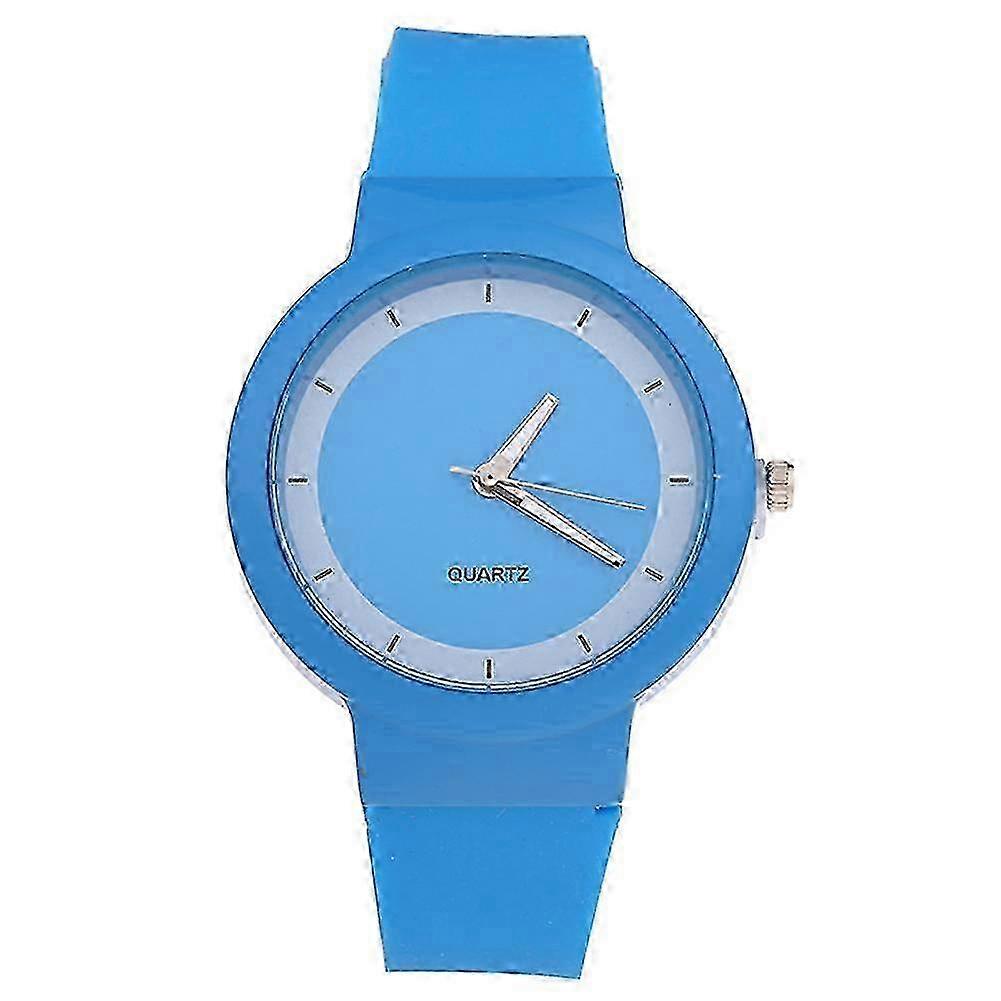 Candy Color Round Dial Silicone Band No Number Analog Quartz Jelly Watch