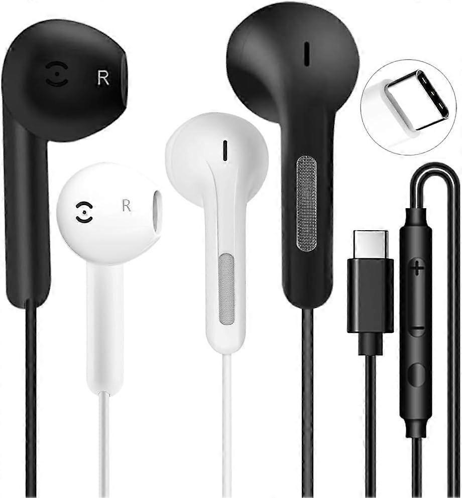 2 Pack USB C Headphones for iPhone 16/15 Pro Max/Plus, Wired Earbuds with Mic &