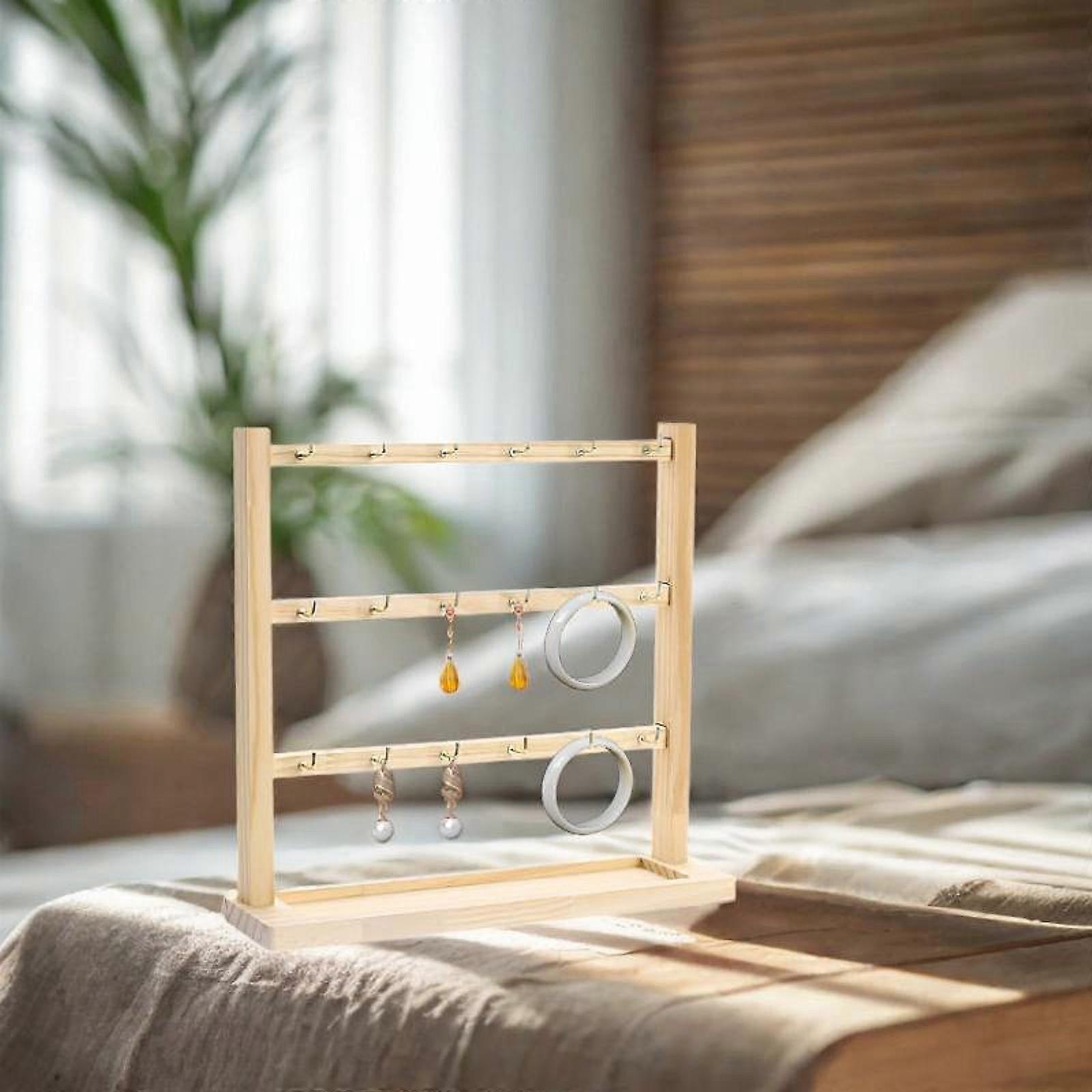 Wooden Earring Display Stand Earring Rack for Keychains Earings Bracelets