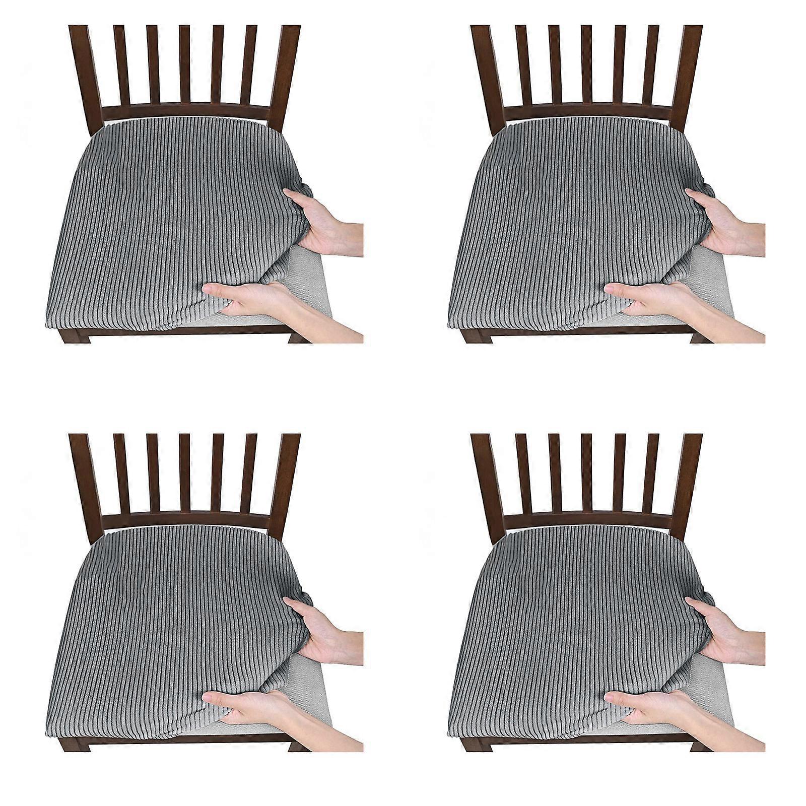 Pack Of 4 Waterproof Polyester Stool Cover Spill Resistant Elastics Soft Plush Fabric for Chairs Easy Installation  grey