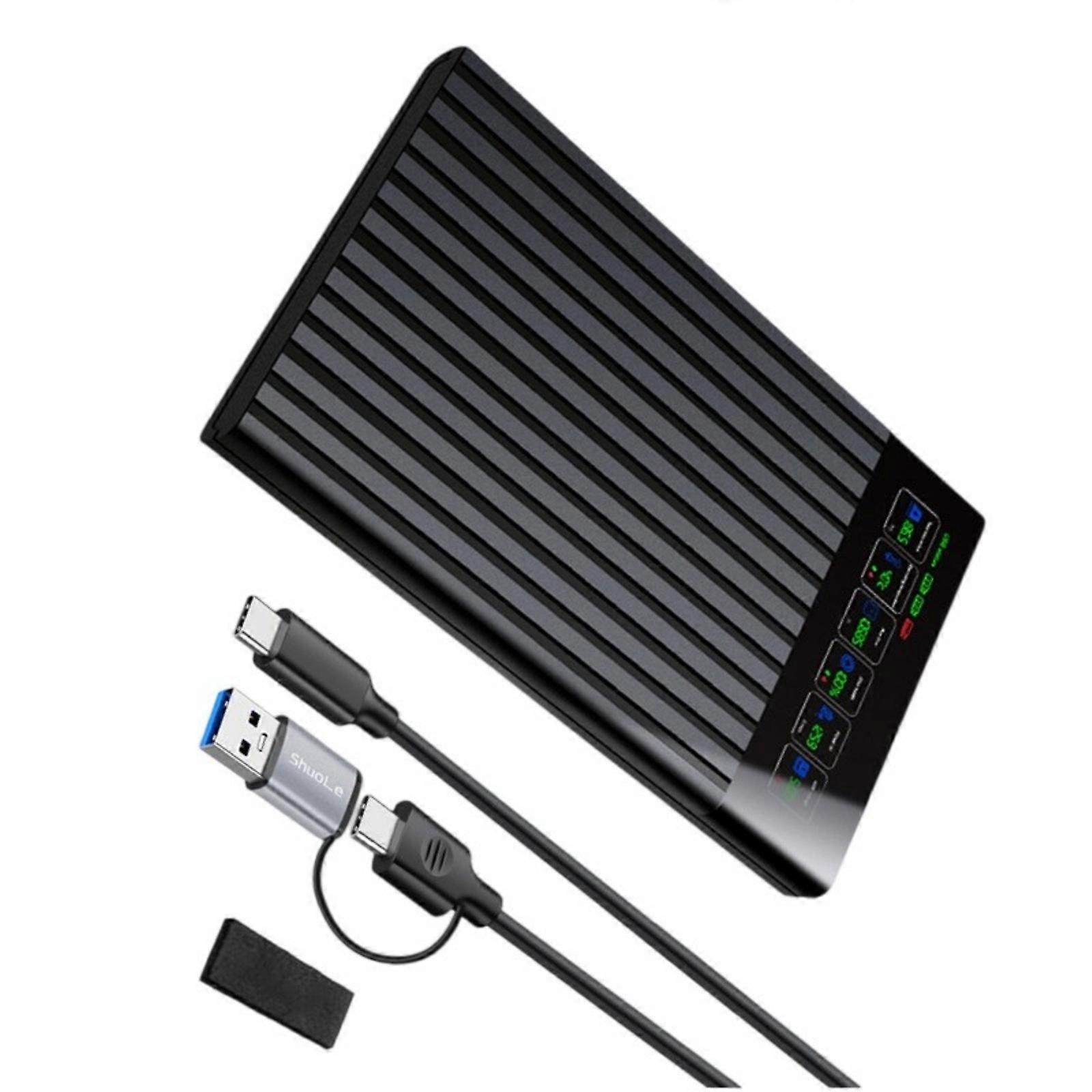 2.5inch SATAs HDD SSDs Enclosure USB 3.2 Gen1 5Gbps Externals Drive Case With Real Time Data Display For PC Laptop Multicolor