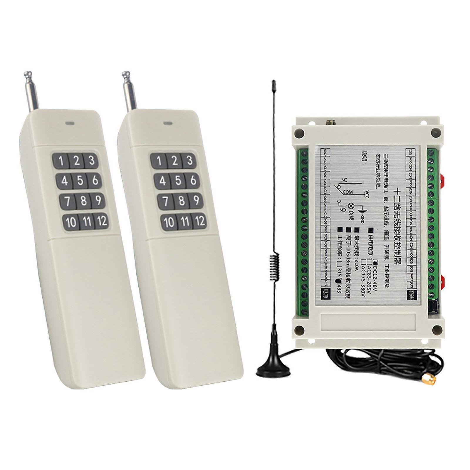 Wireless Garage Door Remote Controller Set with 12 Channel Universal 12V~36V Control System for Motor Automation Multicolor