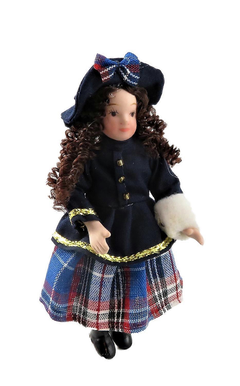 Dolls House Victorian Little Girl In Winter Outfit 1:12 Scale Porcelain People