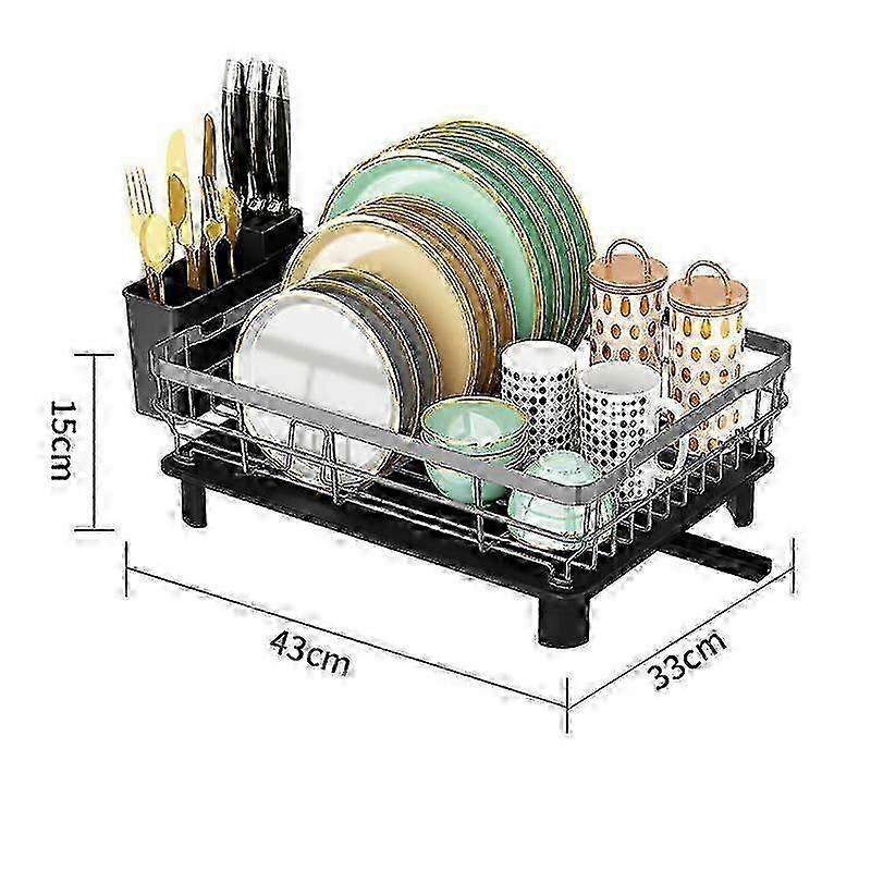 Compact Dish Rack, Multifunctional Expandable Dish Drying Rack ,Rustproof Kitchen Dish Drying Rack with Removable Cutlery Holder
