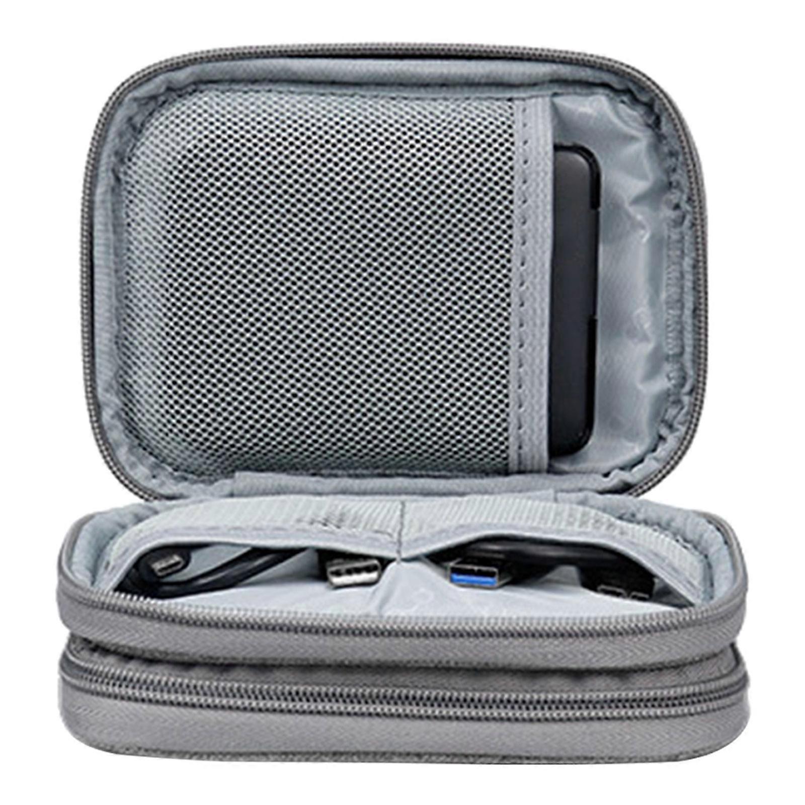 Convenient Hard Disk Storage Bag Single/Doubles Layer Hard Drive Organizer Case Protective Sleeve for Phone Power Banks  grey