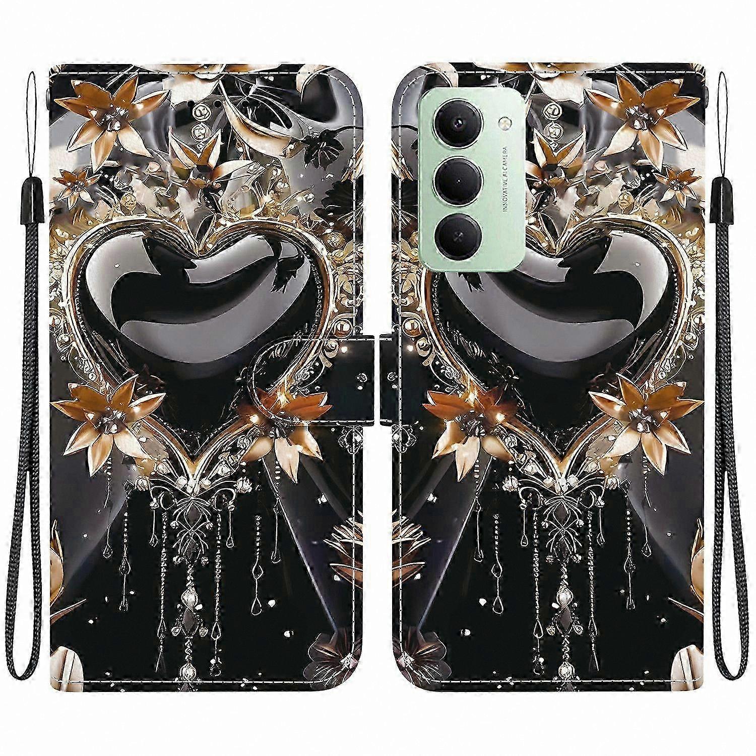 Leather Wallet Case with Strap for Redmi 15/ Redmi 15 5G Pattern Printed Stand Cover