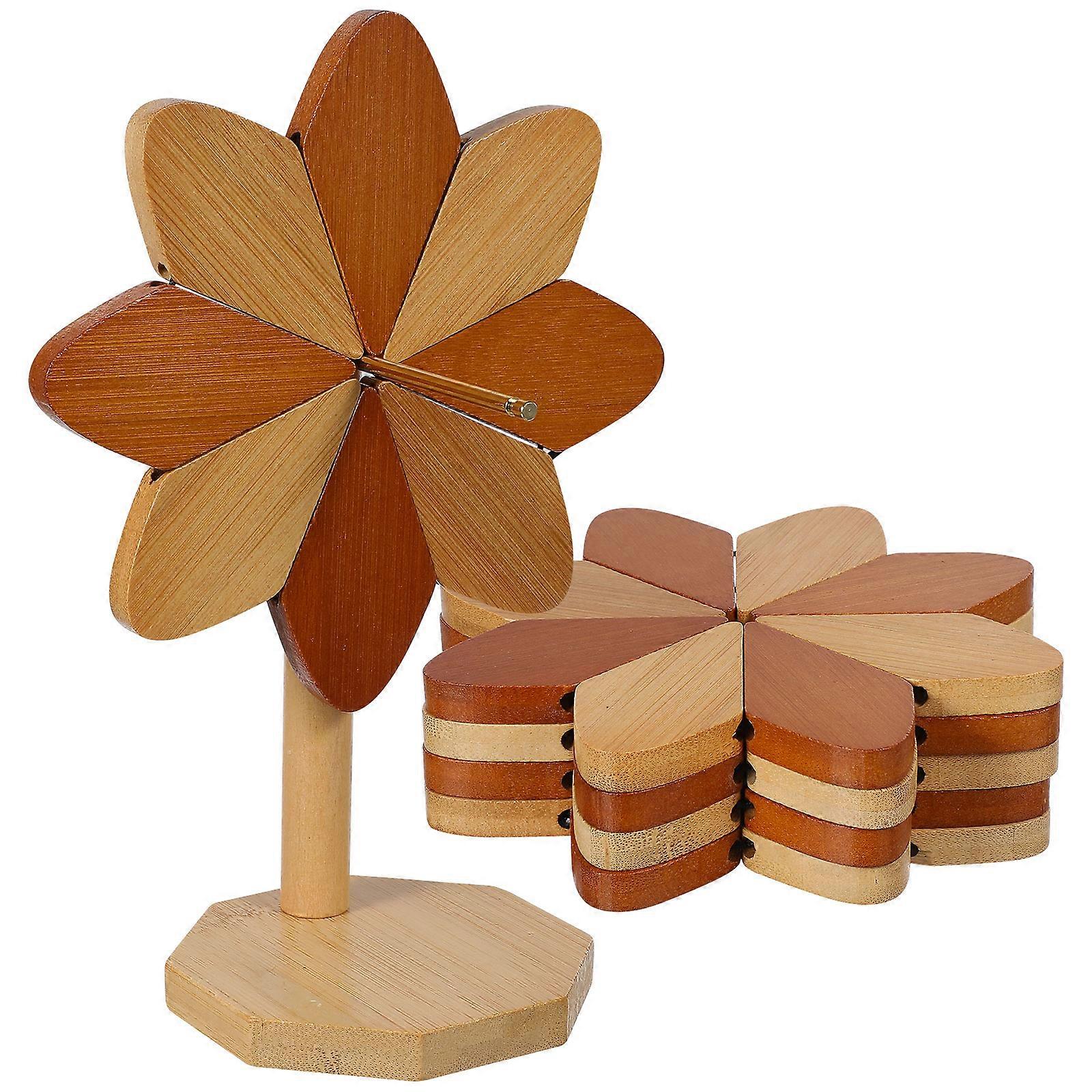 Windmill Shaped Heat Resistant Trivet Pad for Kitchen Countertop Bamboo Table Protector 1 Set Rustic Design