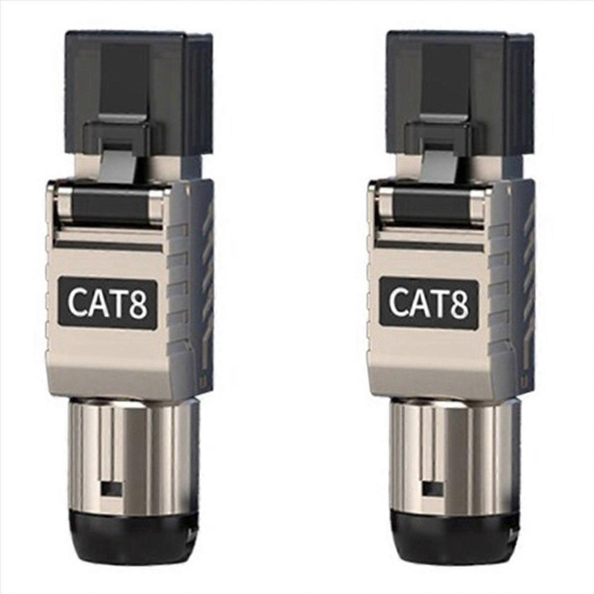 2Pcs RJ45 Cat8 Ethernet Cable Connectors RJ45 Metal Tool Free Easy Termination Plug 2000MHz 40G LAN 