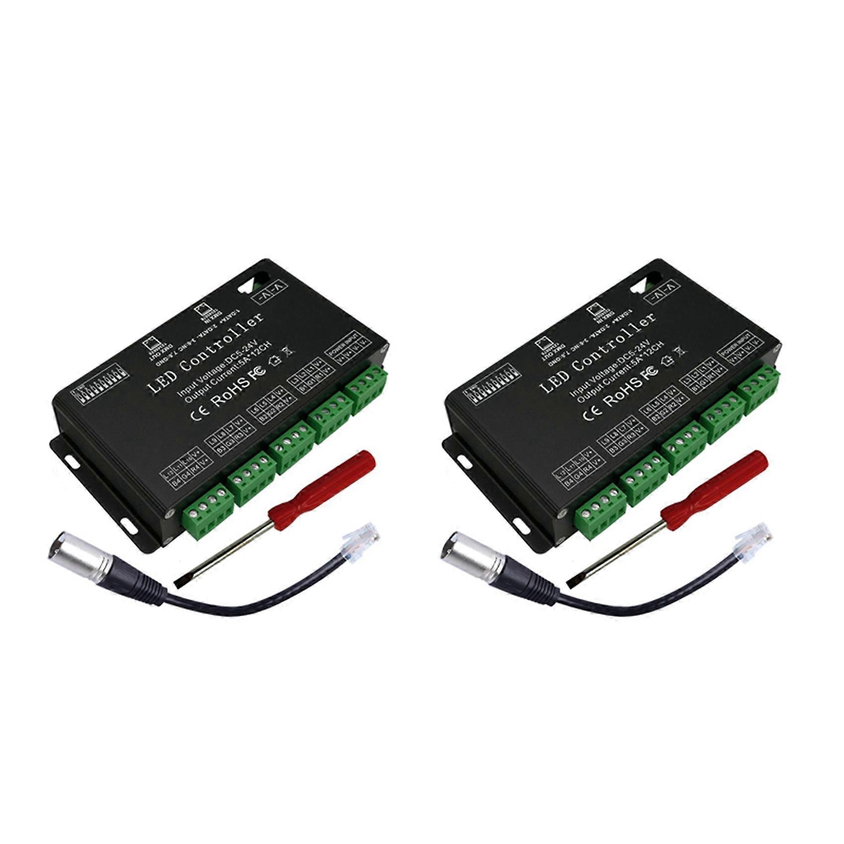 2X 12 Décodeur RGB Contrôleur LED 60A PWM DMX512 Pilote de gradateur pour bande RGB et module LED L