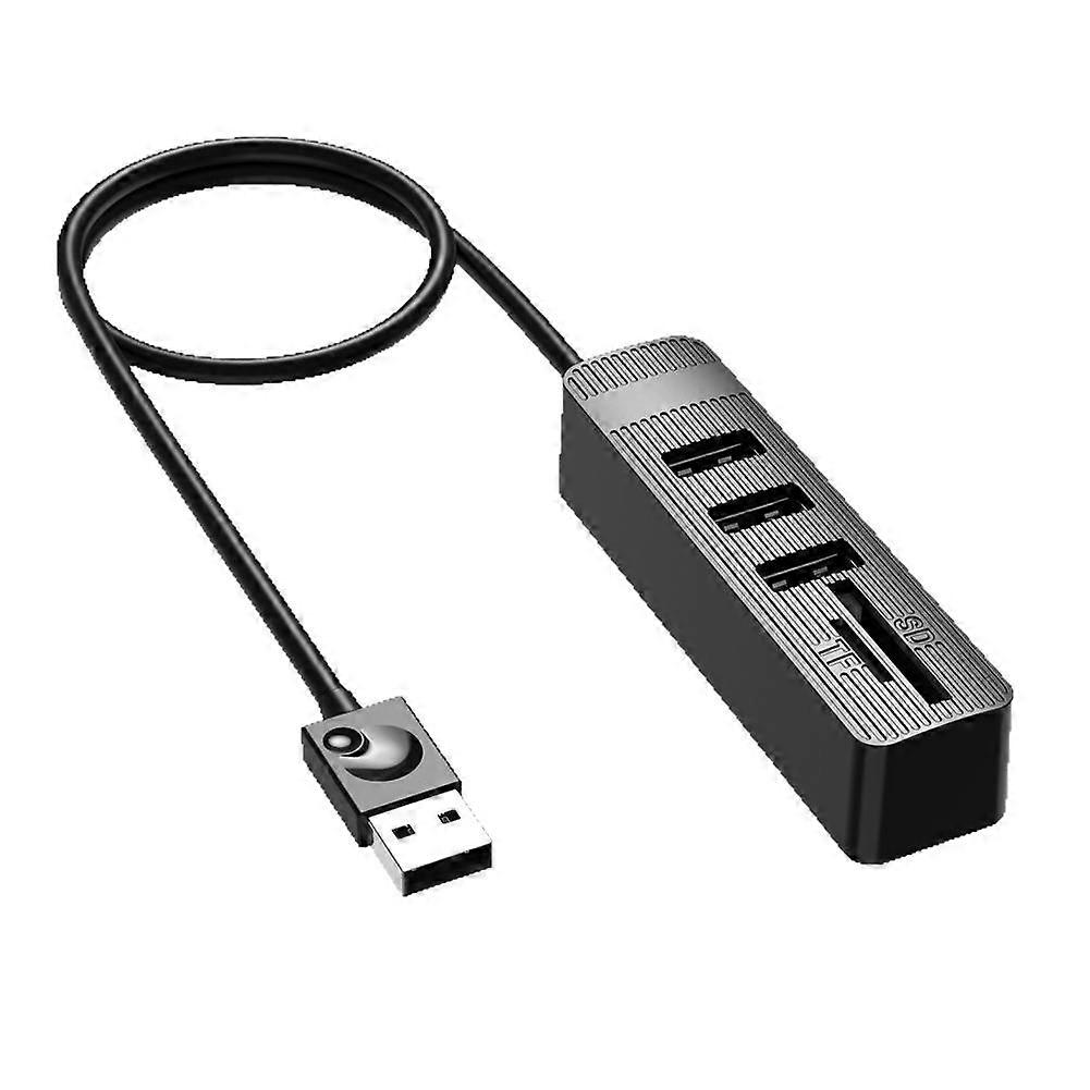 5-in-1 USB Hub 3-Port Expander with SD TF Card Reader High-Speed Data Transfer Plug and Play for PC Laptop